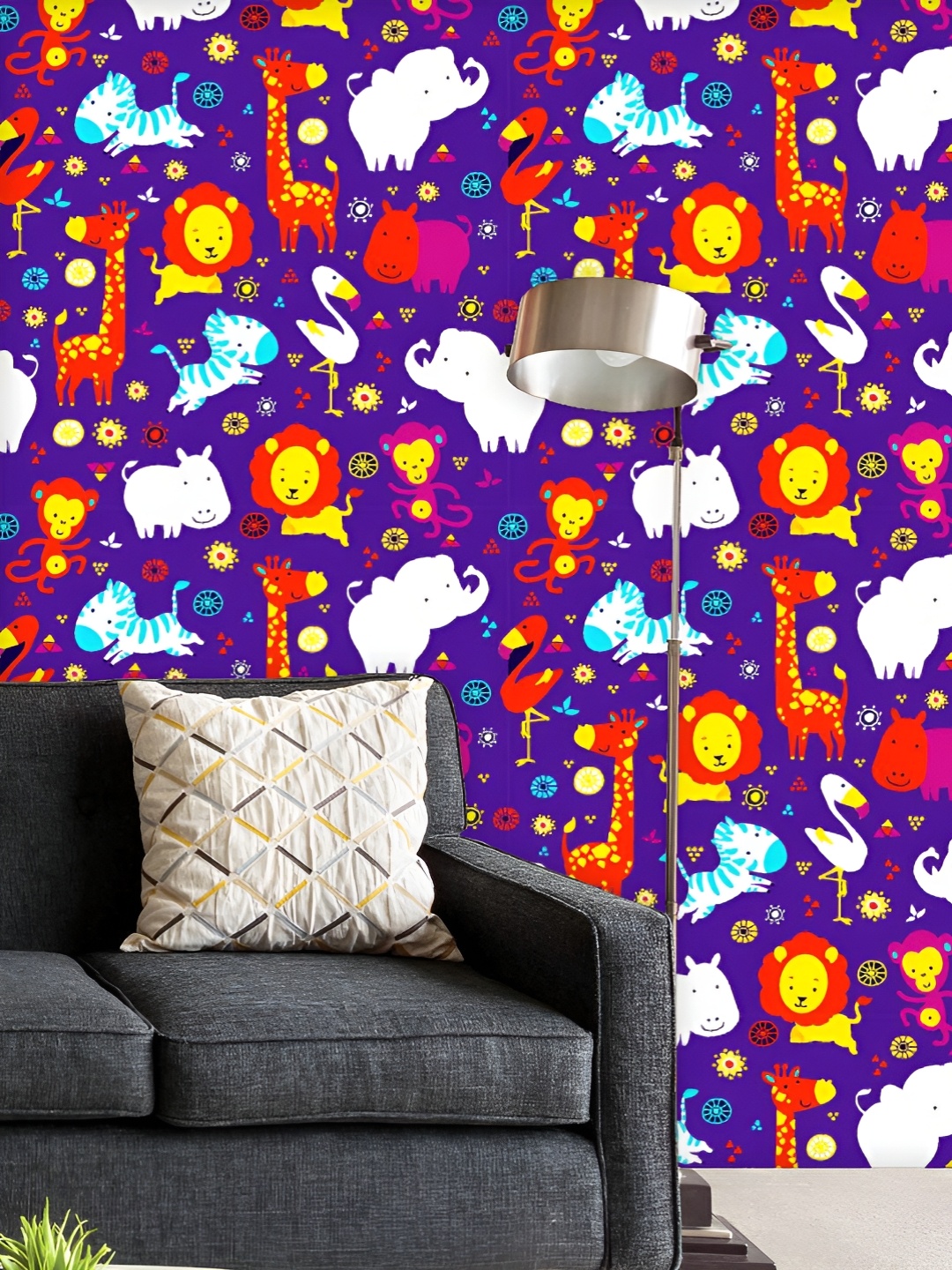 

ArtzFolio Printed UV-Resistant Anti-Bacterial Cartoon Animals Peel & Stick Wallpaper, Multi