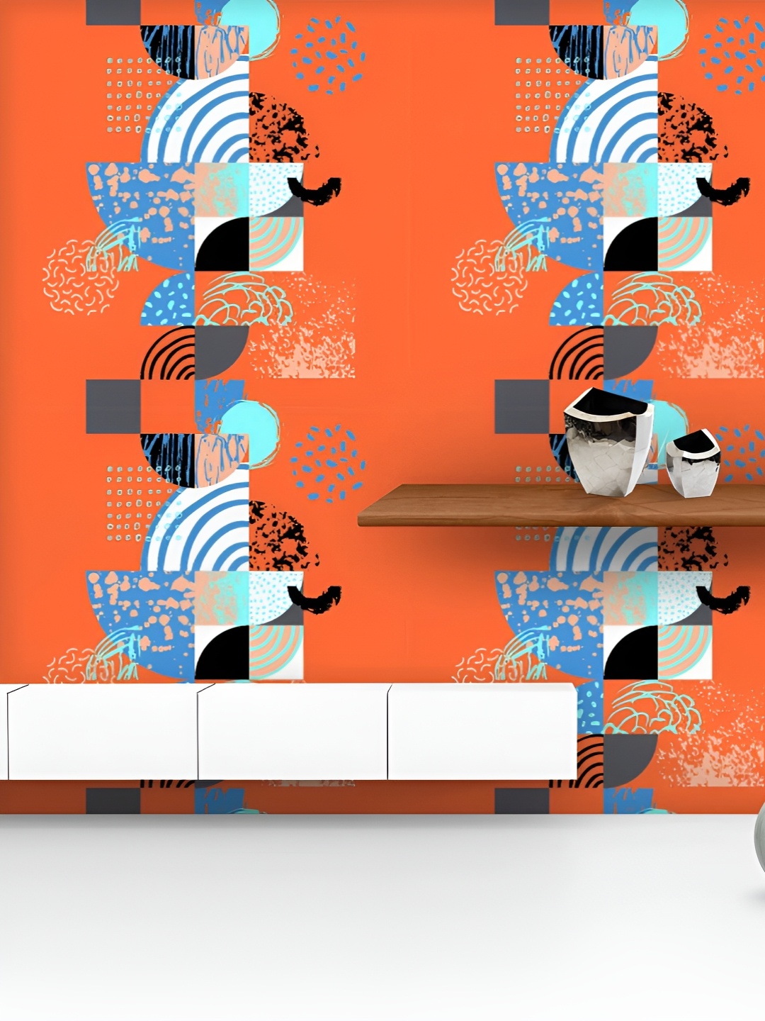 

ArtzFolio Printed UV-Resistant Anti-Bacterial Geometric Pattern Peel & Stick Wallpaper, Multi