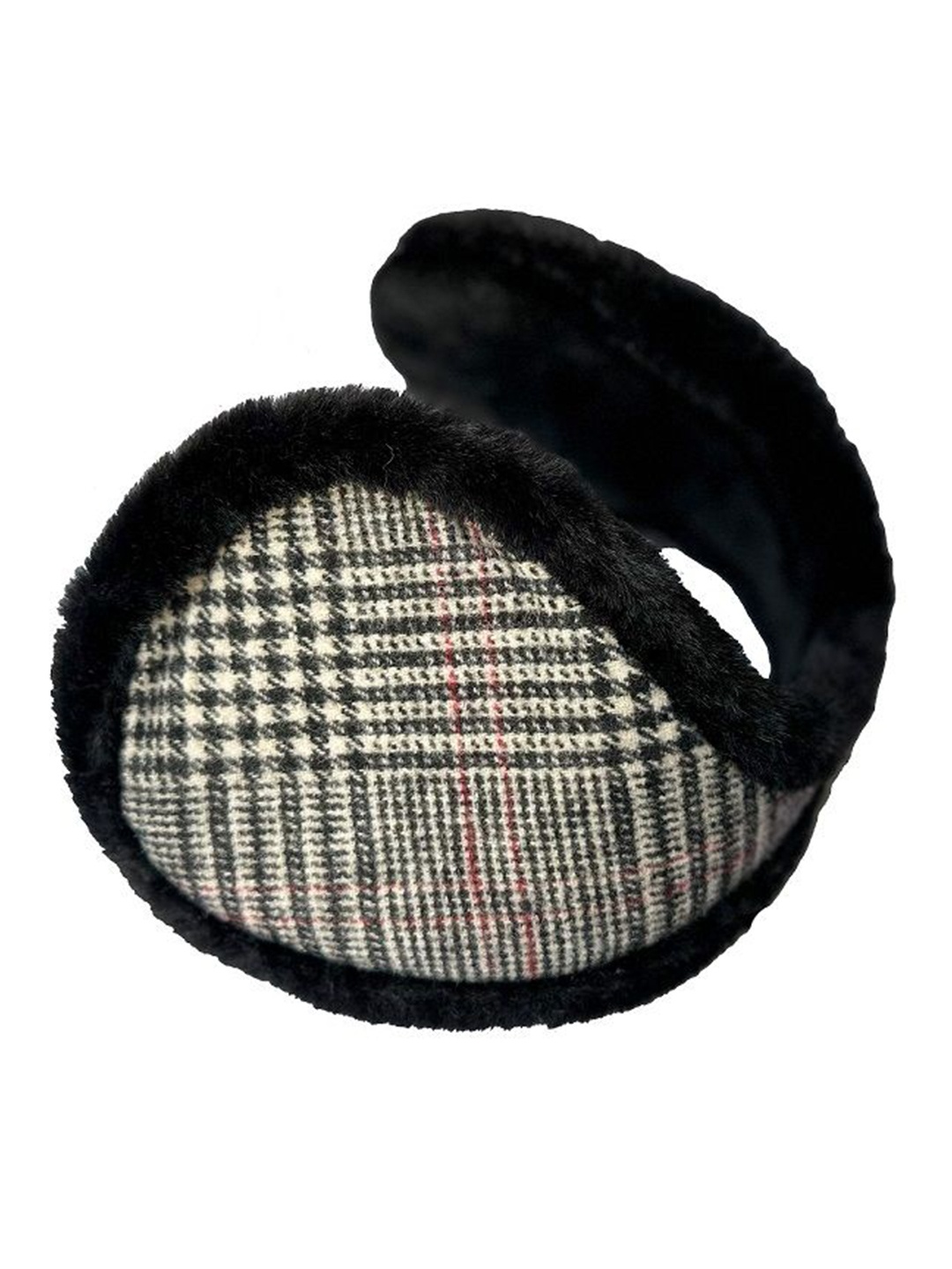 

Alexvyan Women Checked Winter Soft Fur Side Earmuff, Black