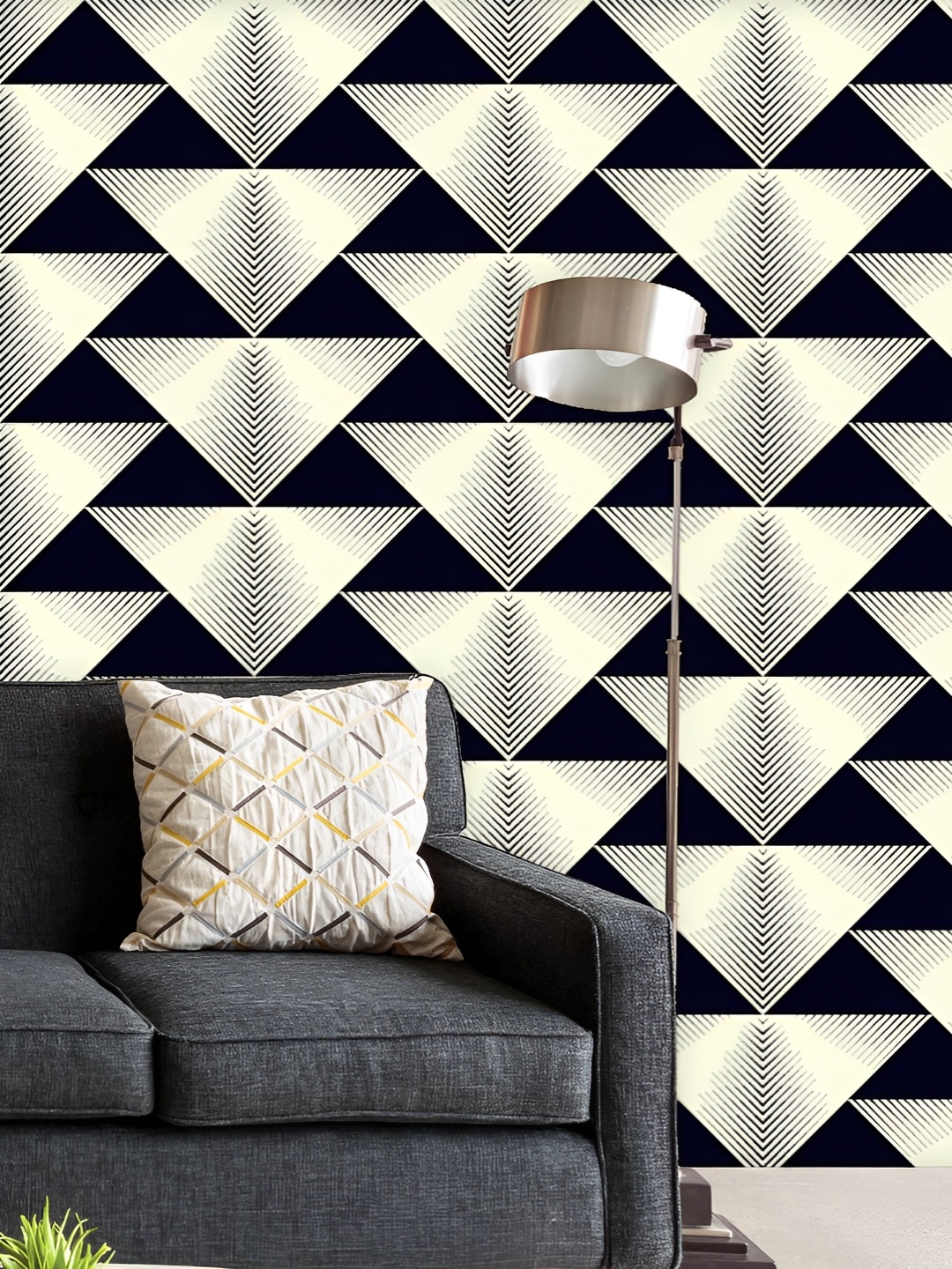 

ArtzFolio Printed UV-Resistant Anti-Bacterial Ornament Triangles Peel & Stick Wallpaper, Multi