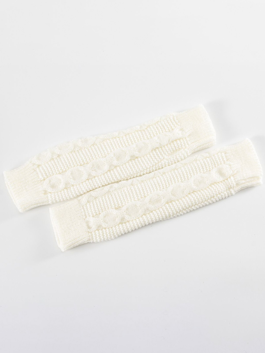 

Alexvyan Women Patterned Acrylic Fingerless Gloves, White