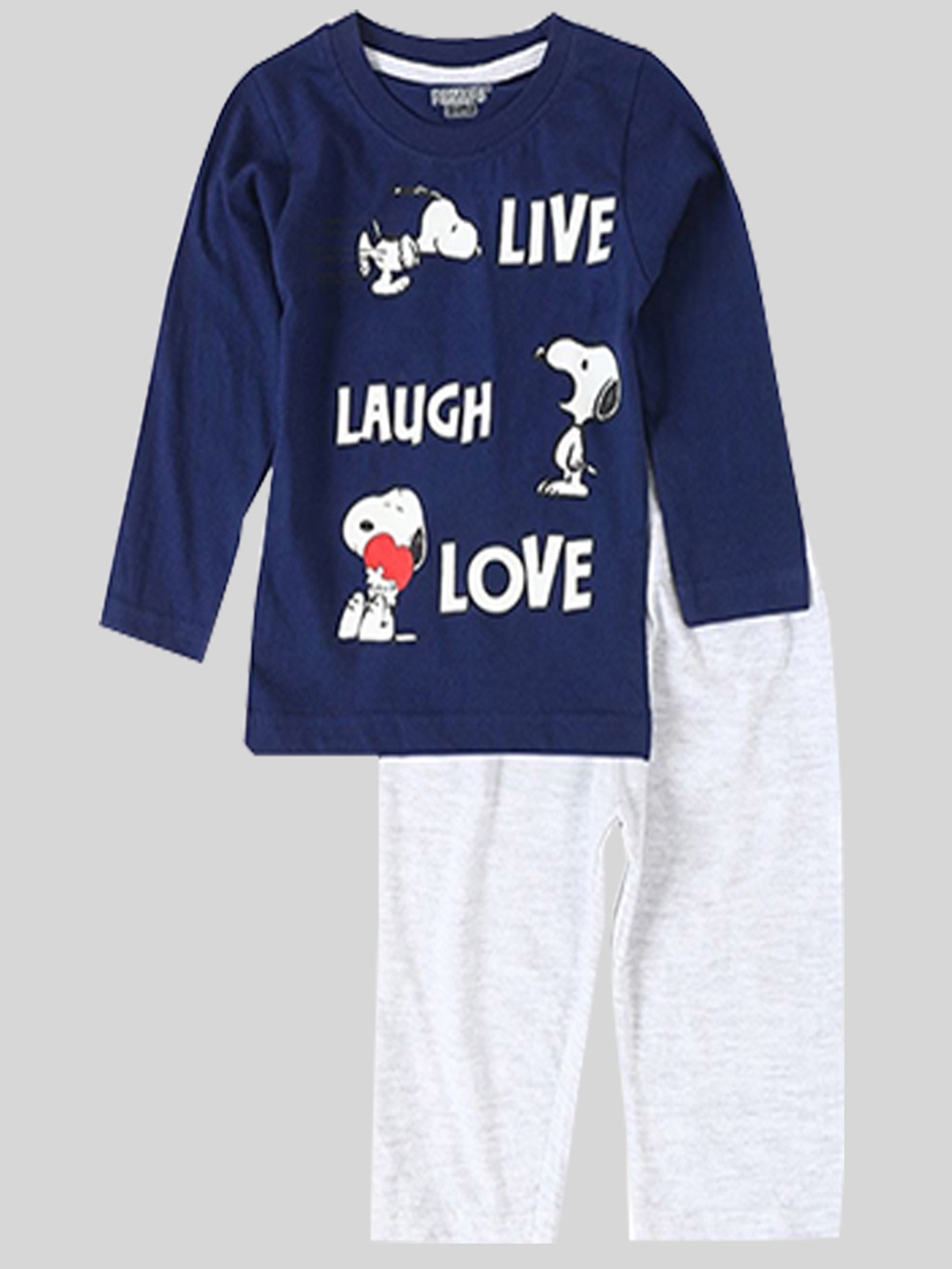 

E-TEENZ Boys Printed Round Neck Long Sleeves Pure Cotton T-Shirt With Pyjama, Navy blue