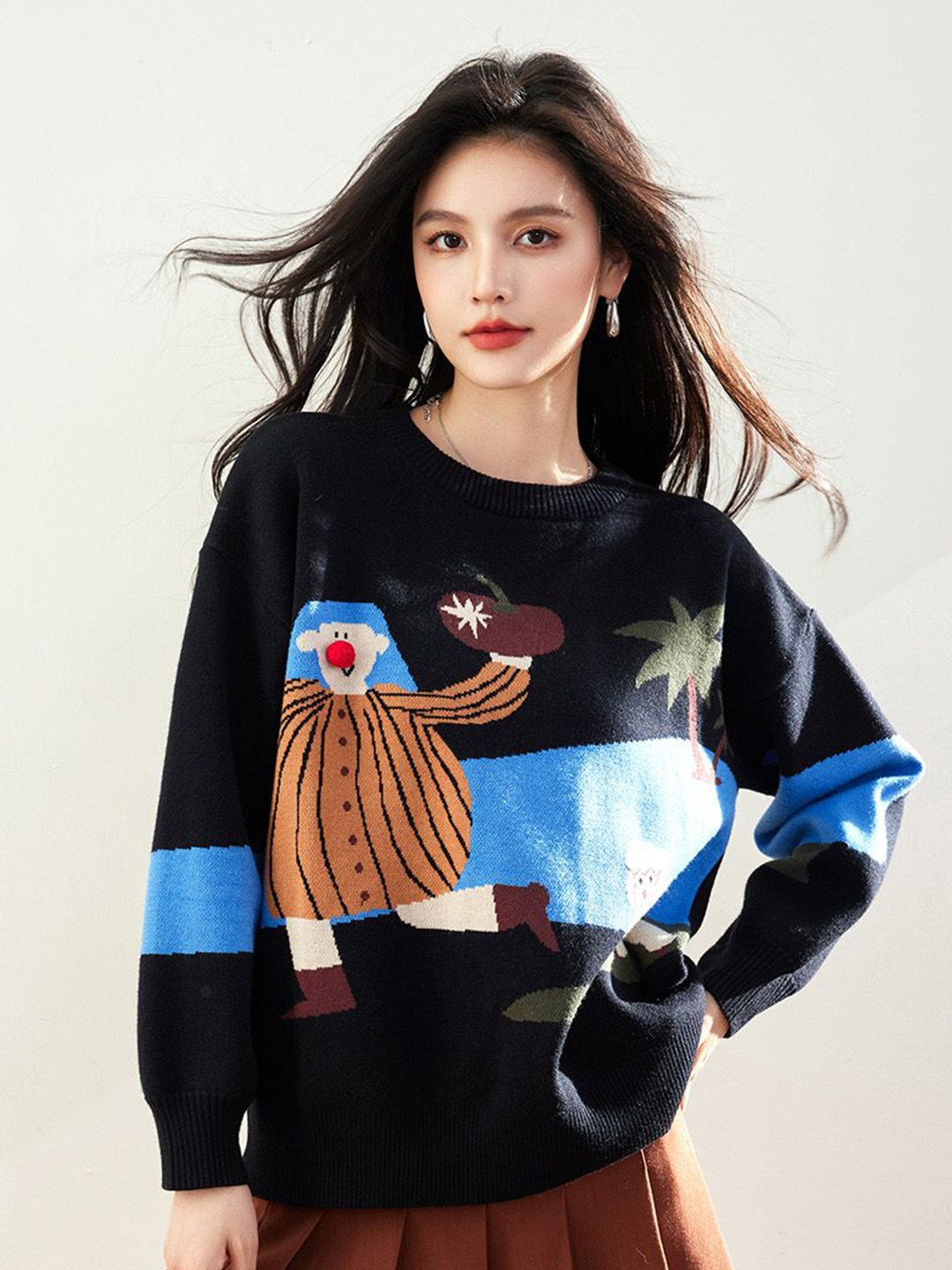 

JC Collection Women Printed Pullover, Blue