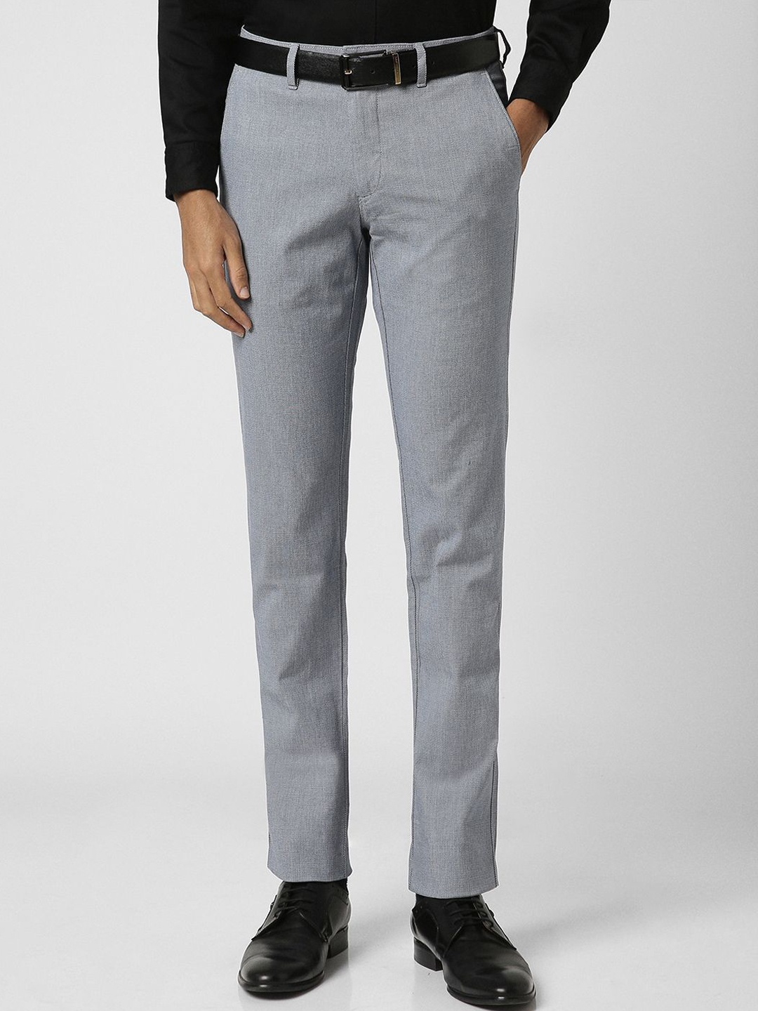 

Van Heusen Men Textured Slim Fit Formal Trousers, Grey