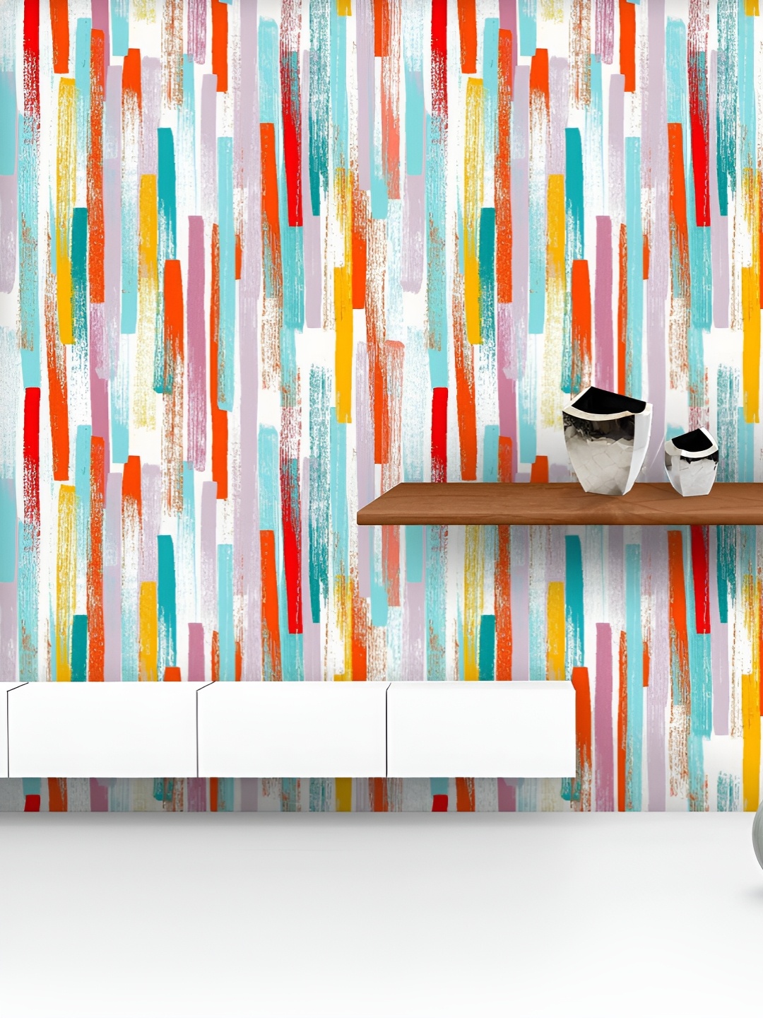 

ArtzFolio Printed UV-Resistant Anti-Bacterial Pastel Colored Strokes Peel & Stick Wallpaper, Multi