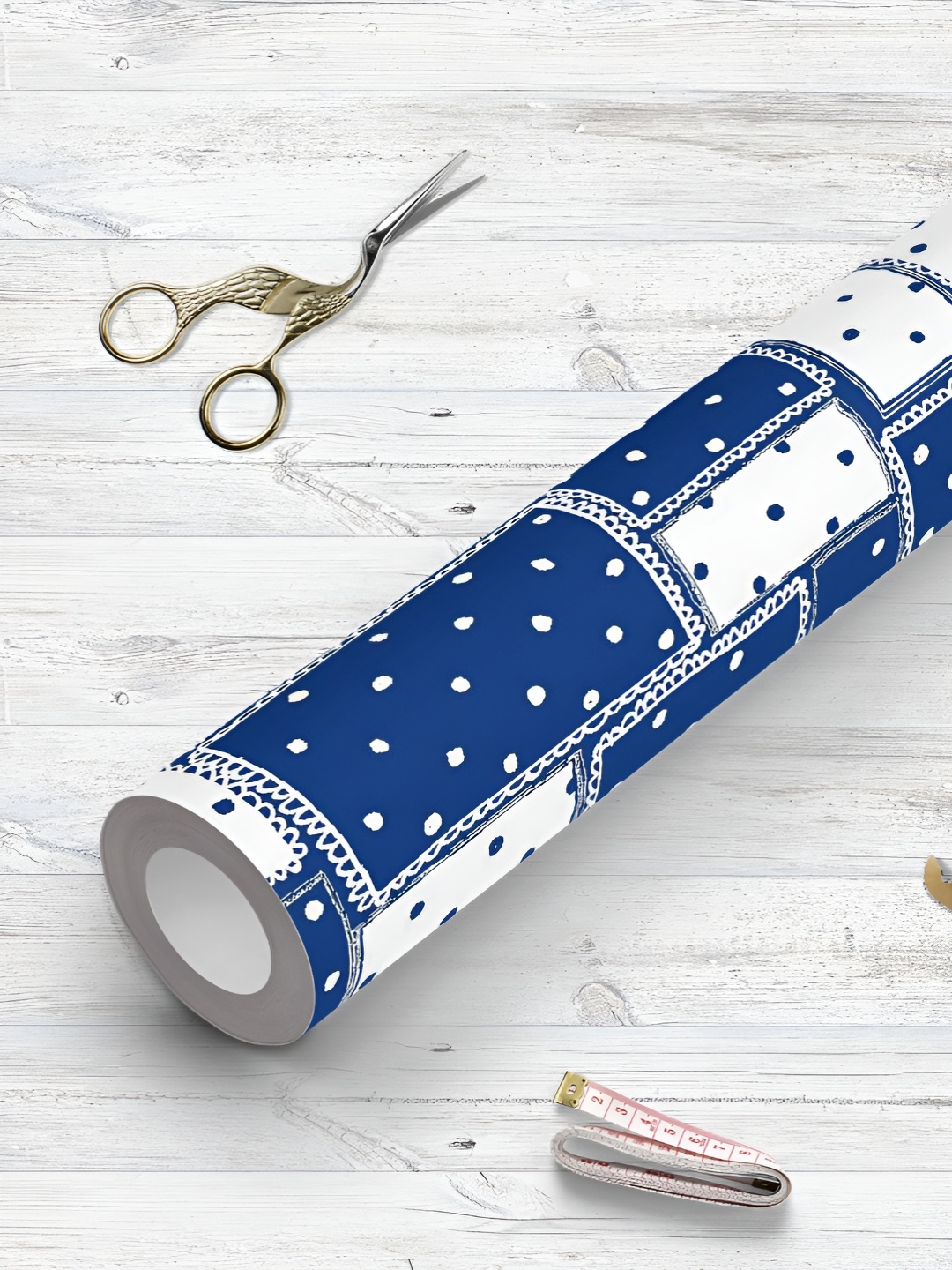 

ArtzFolio Blue & White Geometric Printed UV Resistant Wallpaper