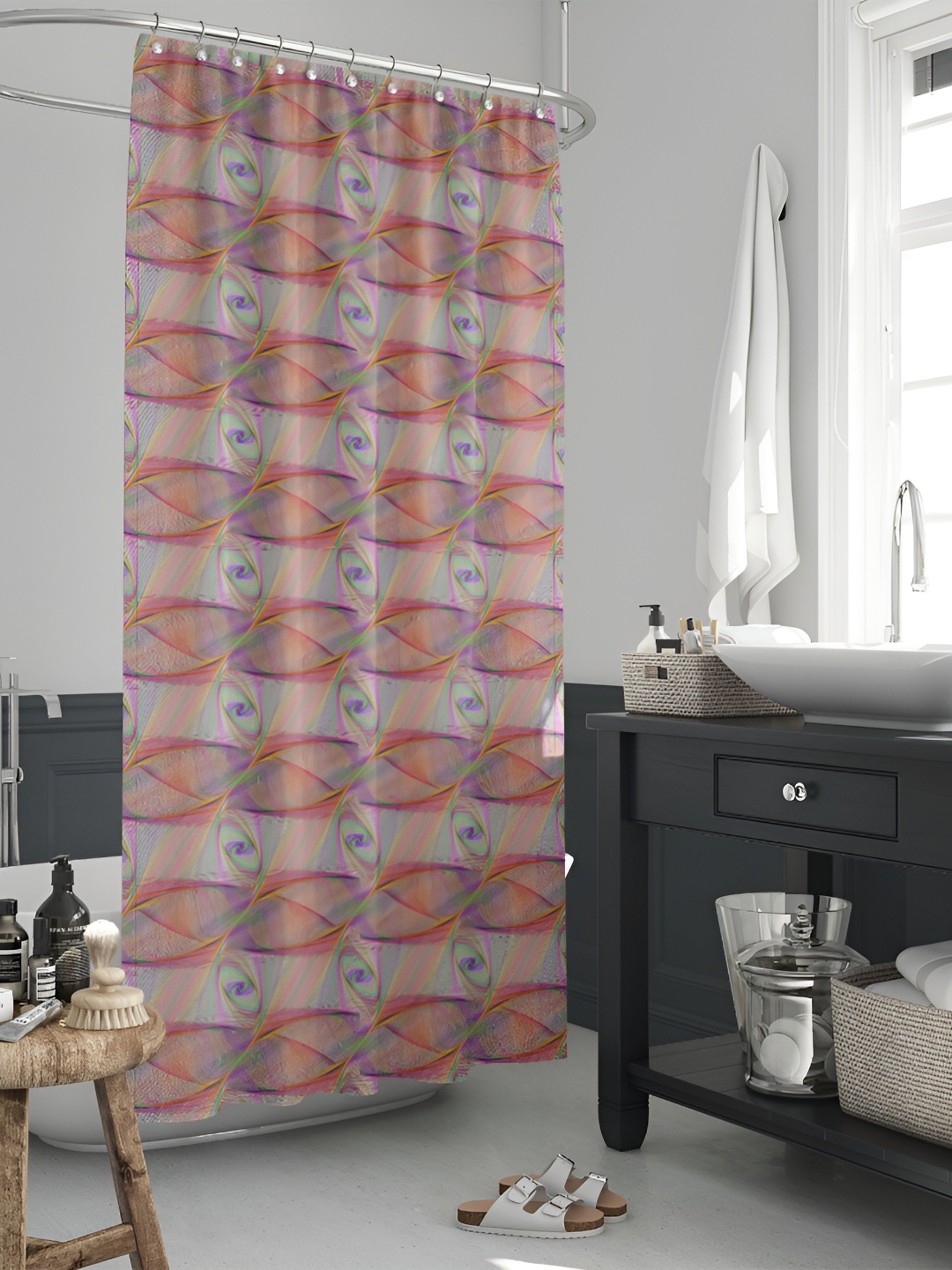 

ArtzFolio Single Piece Waterproof Polyester Shower Curtain, Multi