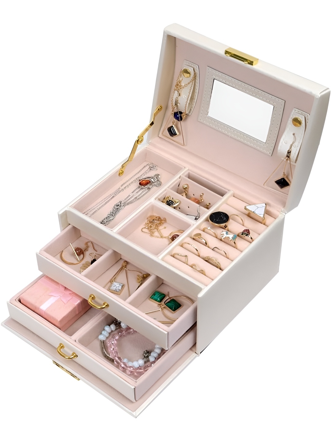 

KriShyam White Lockable Jewellery Organizer Box
