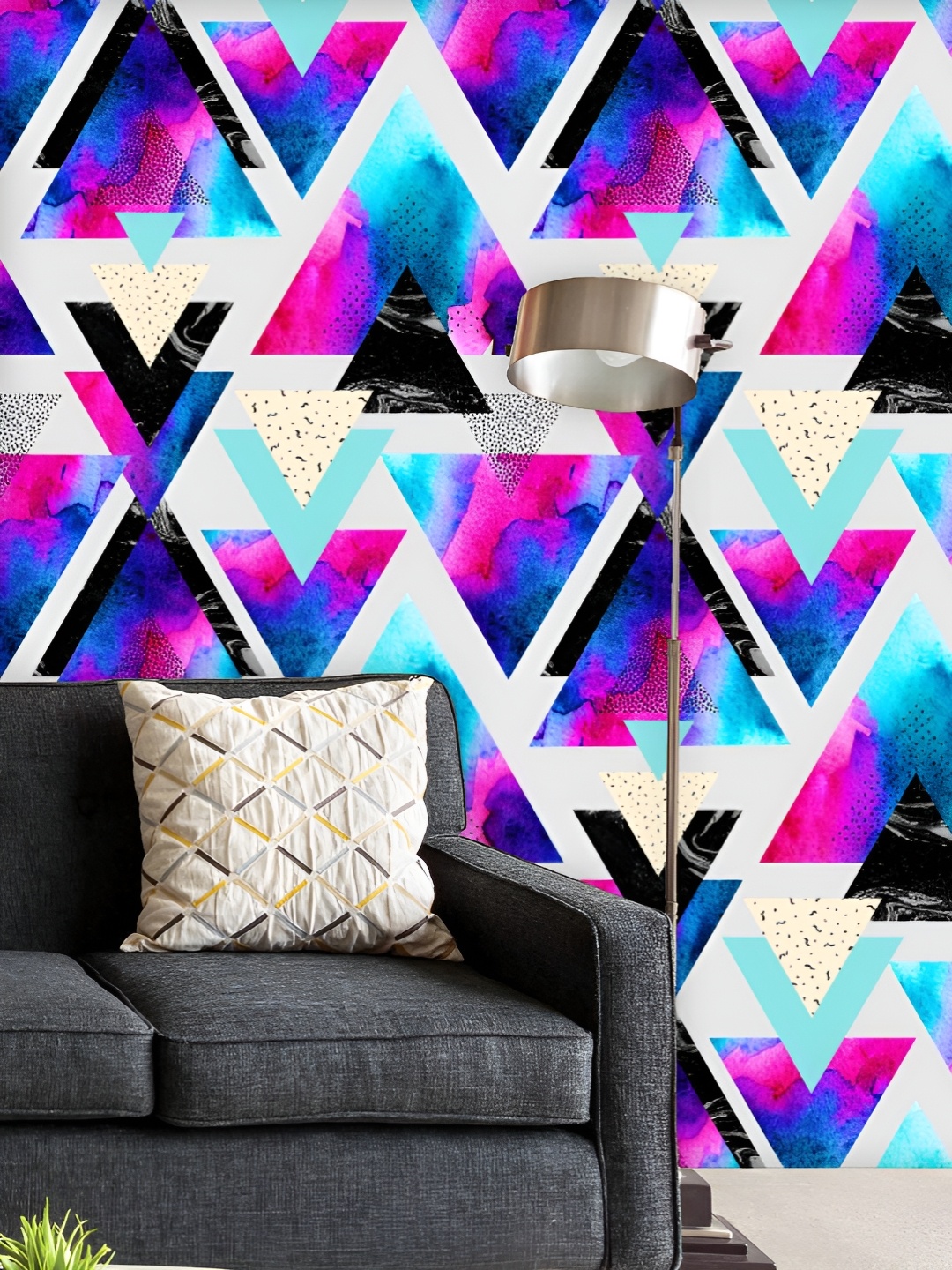 

ArtzFolio Printed UV-Resistant Anti-Bacterial Abstract Triangles Peel & Stick Wallpaper, Multi