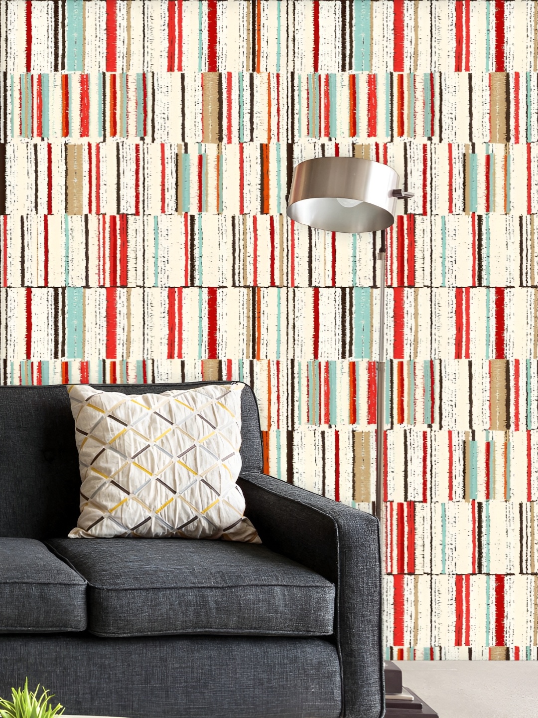 

ArtzFolio Printed UV-Resistant Anti-Bacterial Abstract Geometric Stripes0 Peel & Stick Wallpaper, Multi