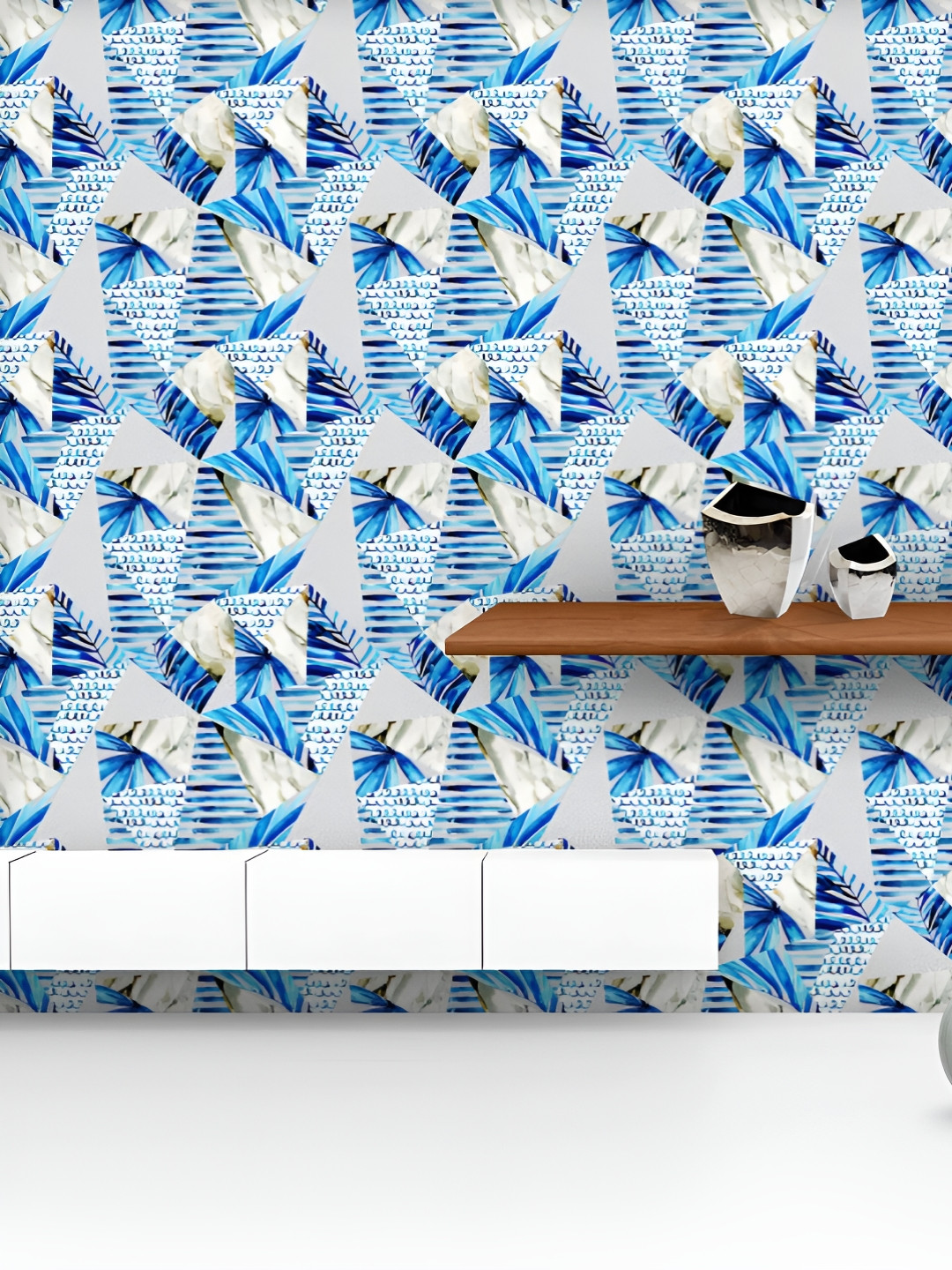 

ArtzFolio Printed UV-Resistant Anti-Bacterial Abstract Marine Triangles Peel & Stick Wallpaper, Multi