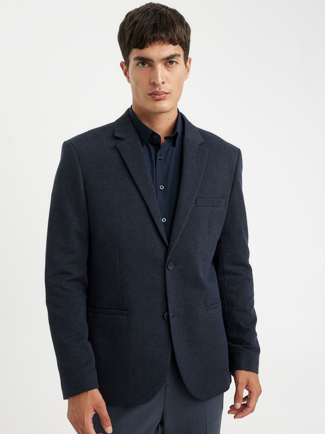 

DeFacto Notched Lapel Single Breasted Blazer, Navy blue