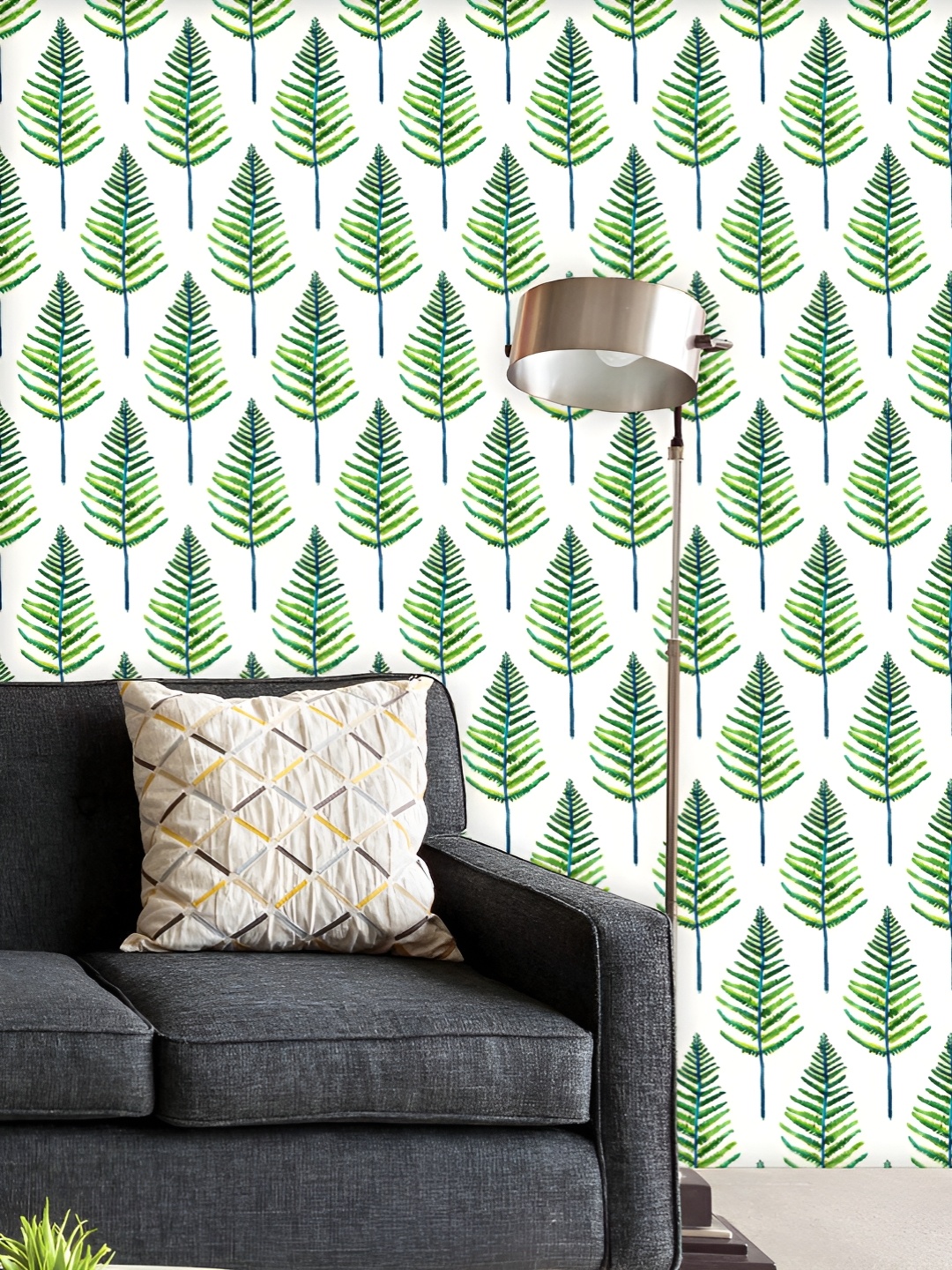 

ArtzFolio Printed UV-Resistant Anti-Bacterial Green Fern Leaves Peel & Stick Wallpaper, Multi