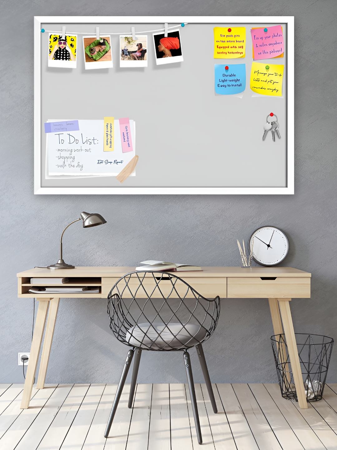 

ArtzFolio Wooden Notice Pin Board, Grey