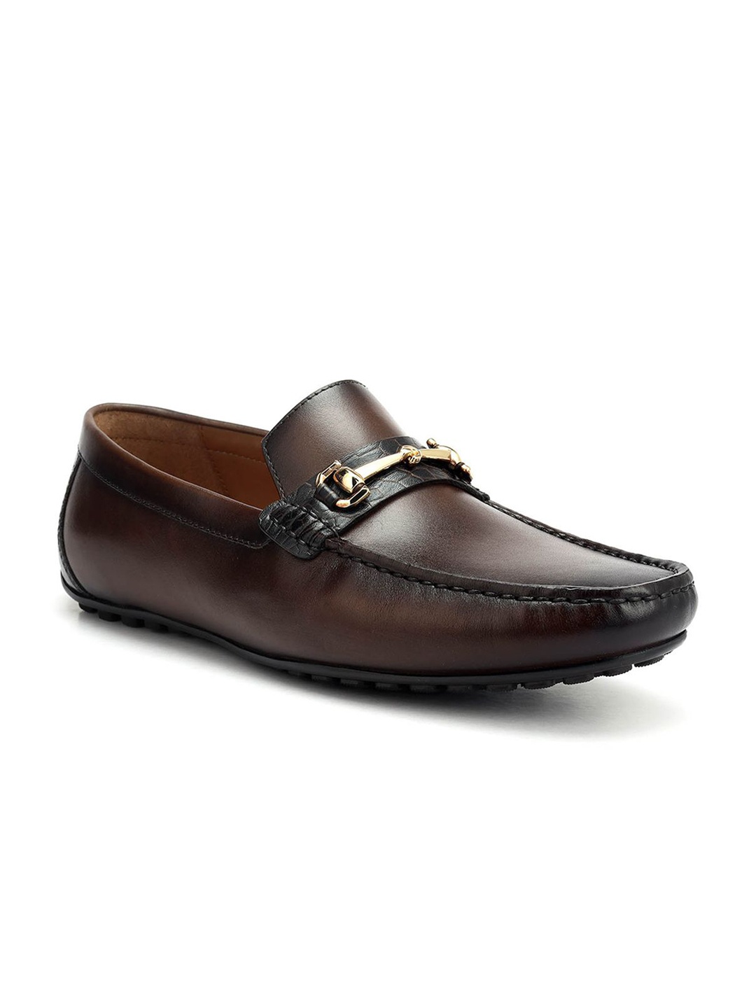 

ROSSO BRUNELLO Men Square Toe Formal Loafer, Coffee brown