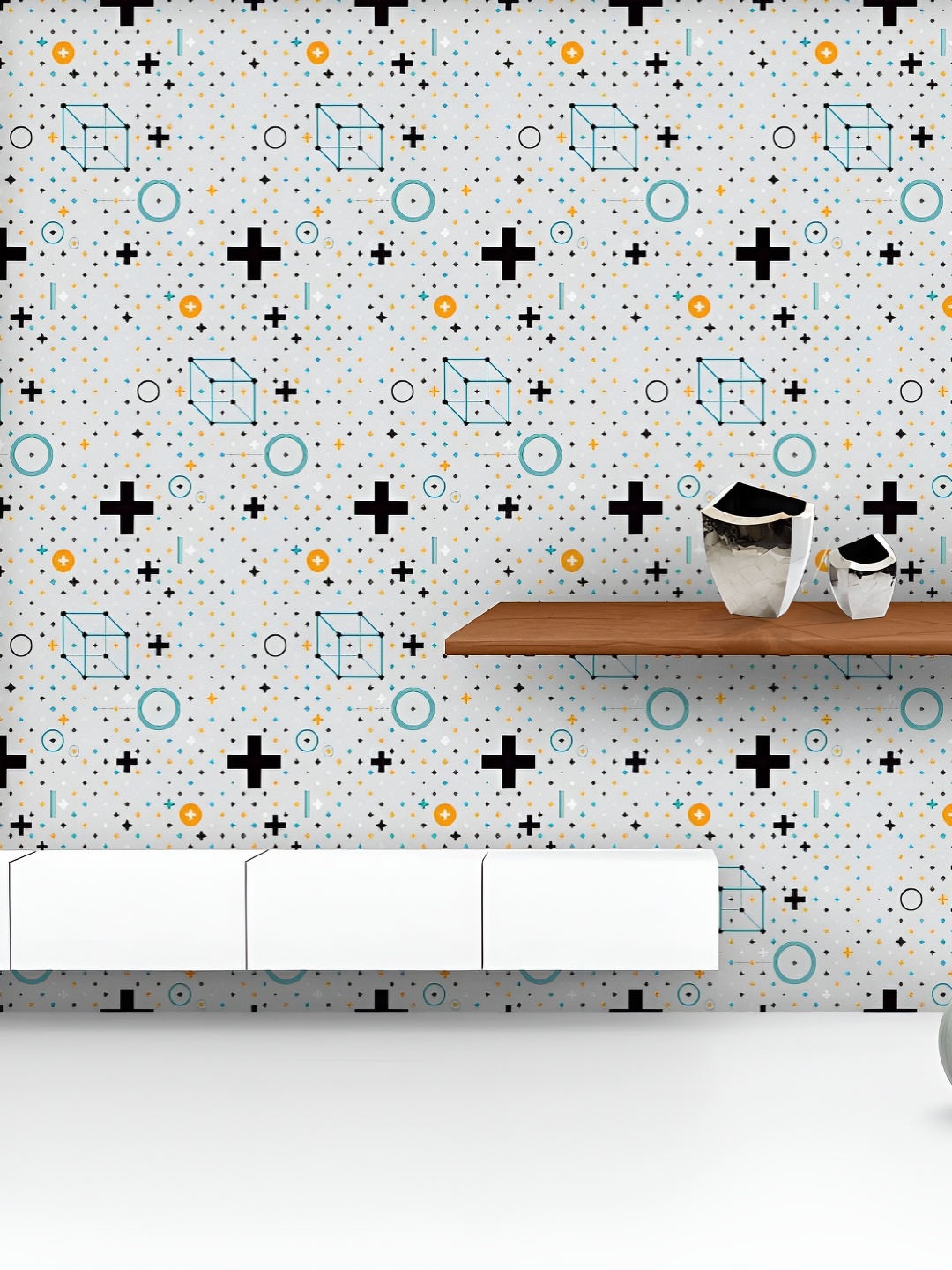 

ArtzFolio Printed UV-Resistant Anti-Bacterial Minimalistic Geometric Elements Peel & Stick Wallpaper, Multi