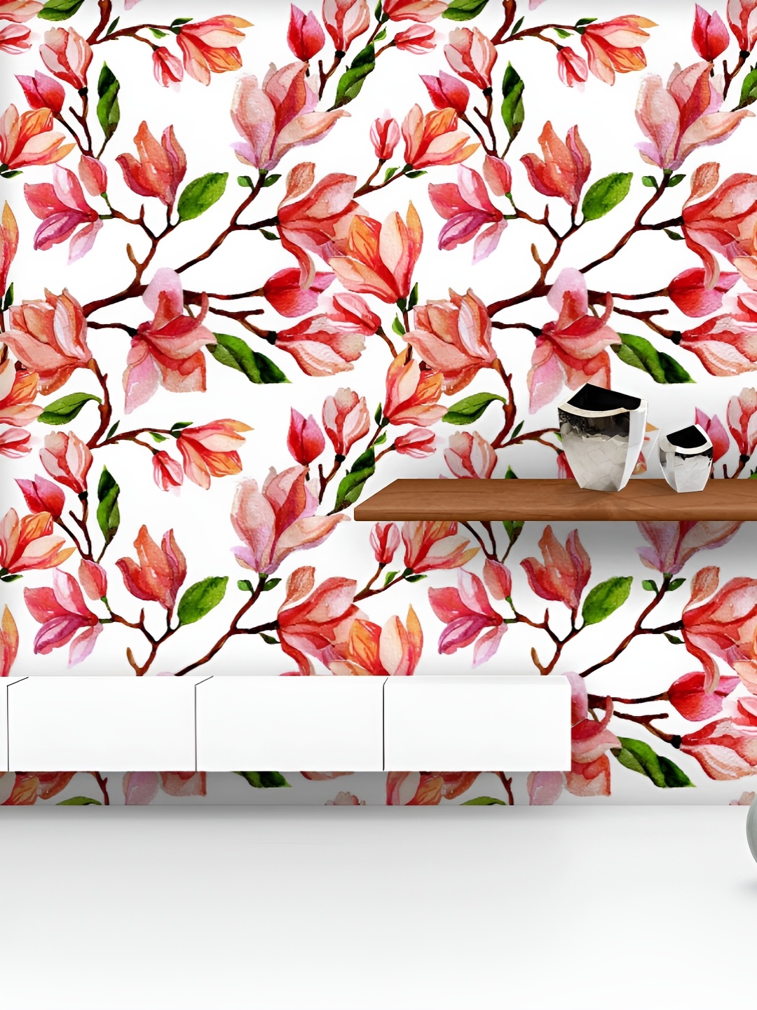 

ArtzFolio White & Red Printed UV Resistant Wallpaper