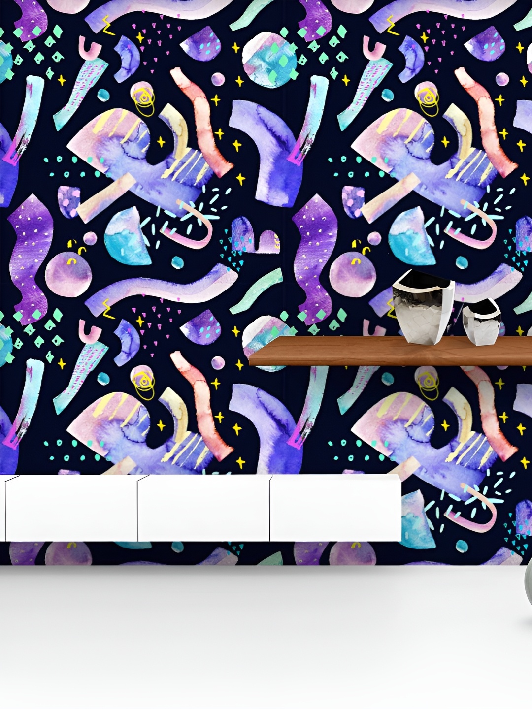

ArtzFolio Printed UV-Resistant Anti-Bacterial Abstract Watercolor Shapes Peel & Stick Wallpaper, Multi