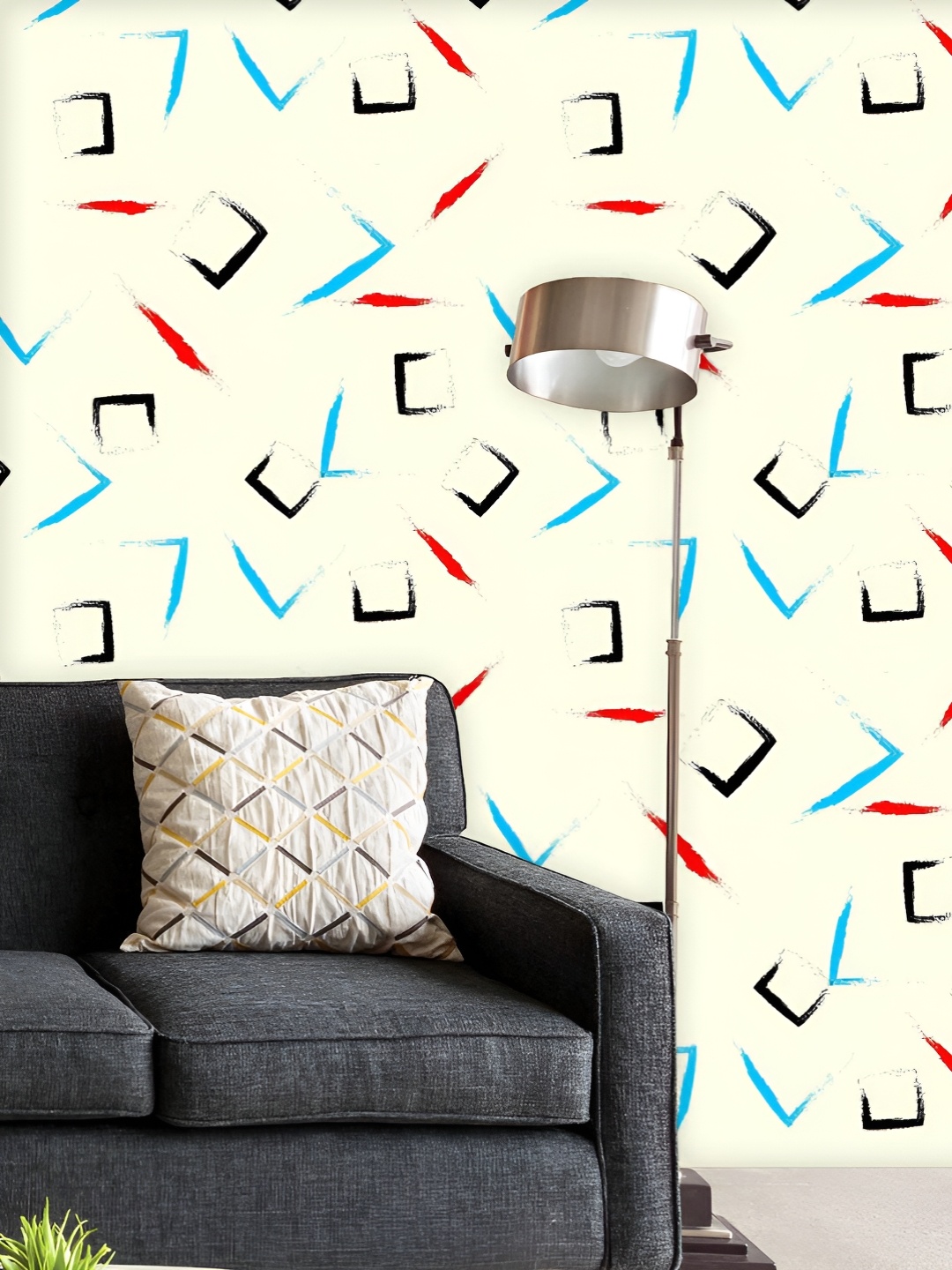 

ArtzFolio Printed UV-Resistant Anti-Bacterial Colorful Geometric Strokes Peel & Stick Wallpaper, Multi