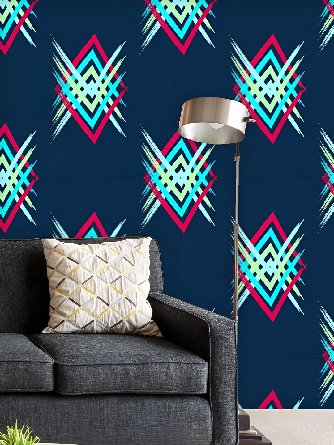 

ArtzFolio Printed UV-Resistant Anti-Bacterial Abstract Boho Chevron Peel & Stick Wallpaper, Multi