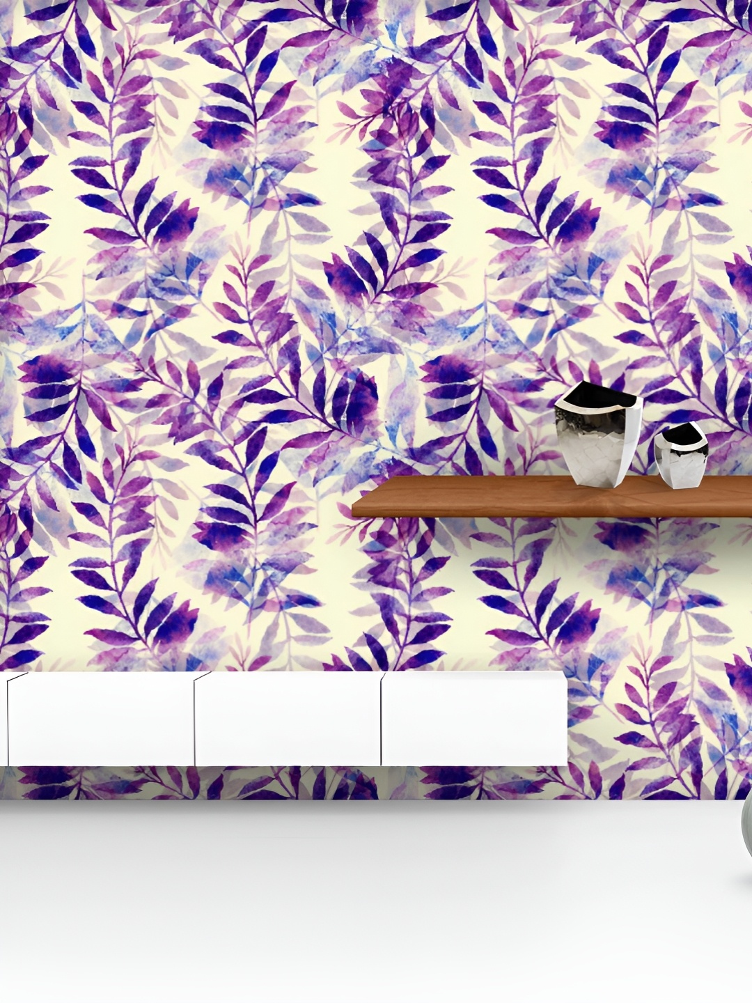 

ArtzFolio Printed UV-Resistant Anti-Bacterial Imprint Of Leaves Silhouette Peel & Stick Wallpaper, Multi