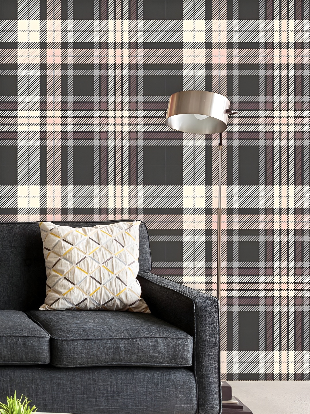 

ArtzFolio Printed UV-Resistant Anti-Bacterial Plaid Check Patten Peel & Stick Wallpaper, Multi