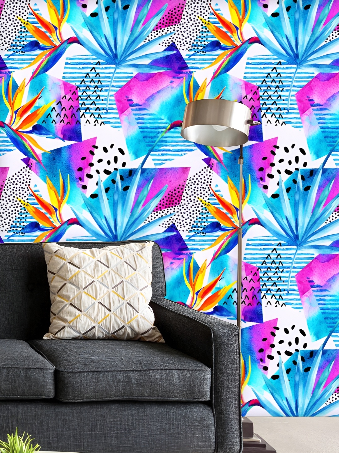 

ArtzFolio Printed UV-Resistant Anti-Bacterial Watercolor Tropical Flowers Peel & Stick Wallpaper, Multi
