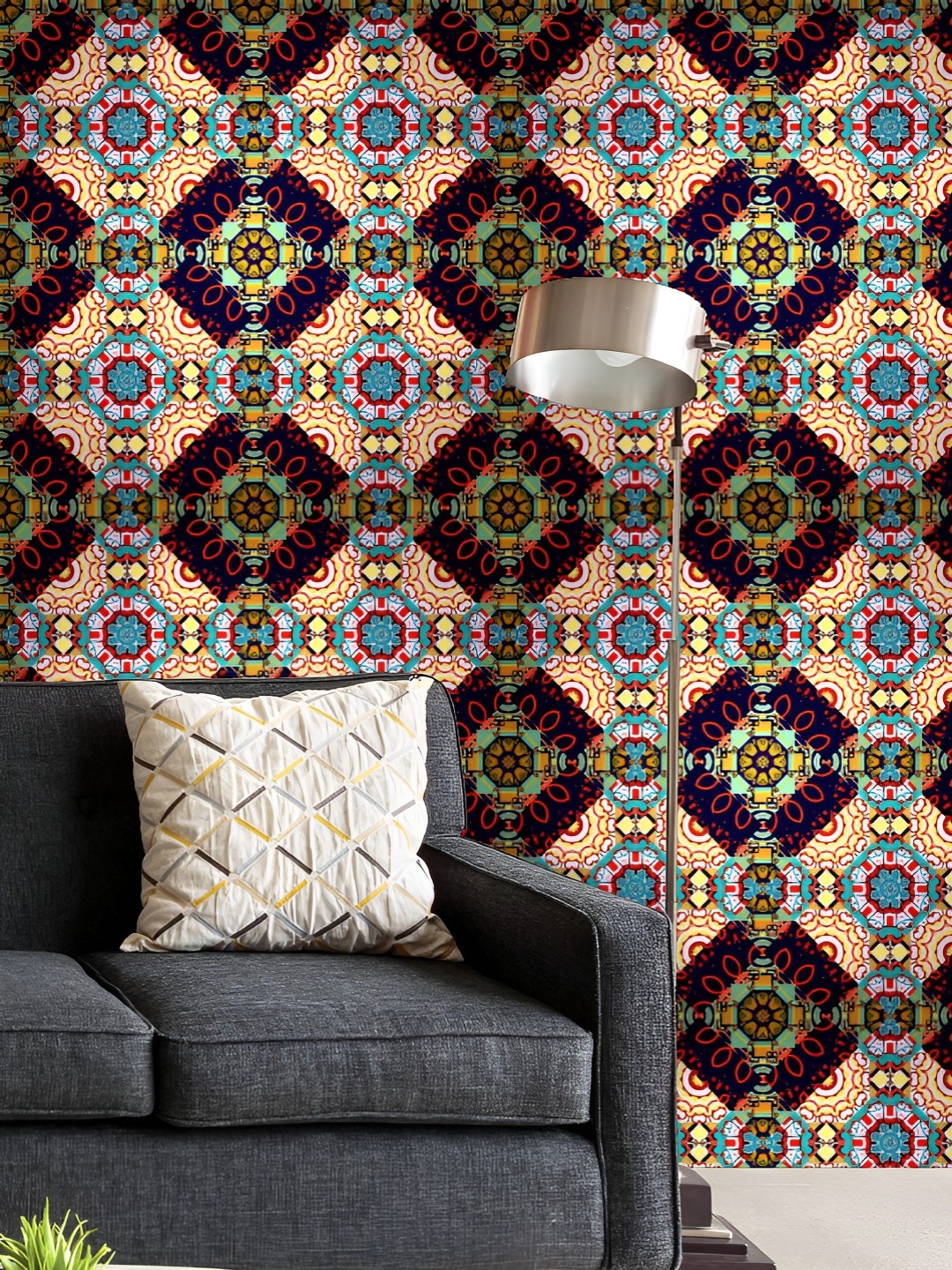 

ArtzFolio Printed UV-Resistant Anti-Bacterial Abstract Geometric Pattern Peel & Stick Wallpaper, Multi