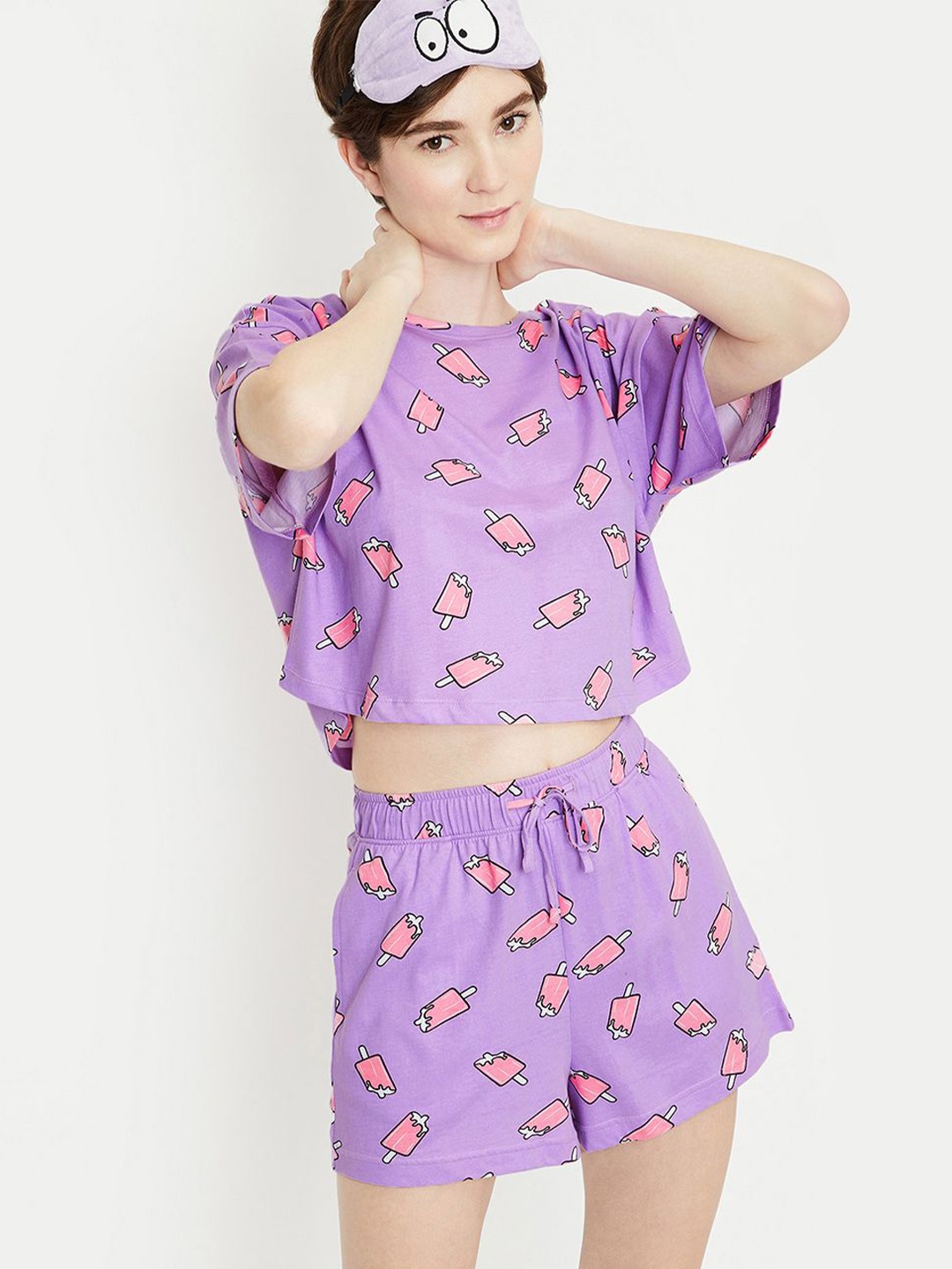 

max Women Printed Night suit, Purple