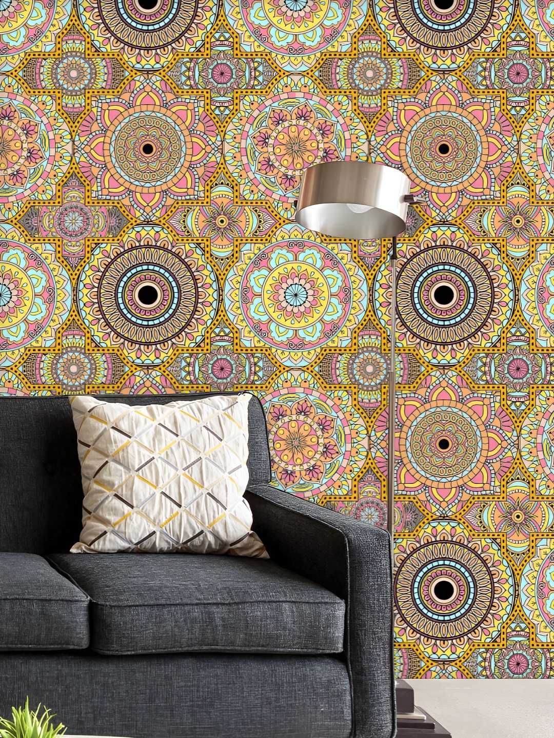 

ArtzFolio Printed UV-Resistant Anti-Bacterial Vintage Arabic Indian Motifs Peel & Stick Wallpaper, Multi