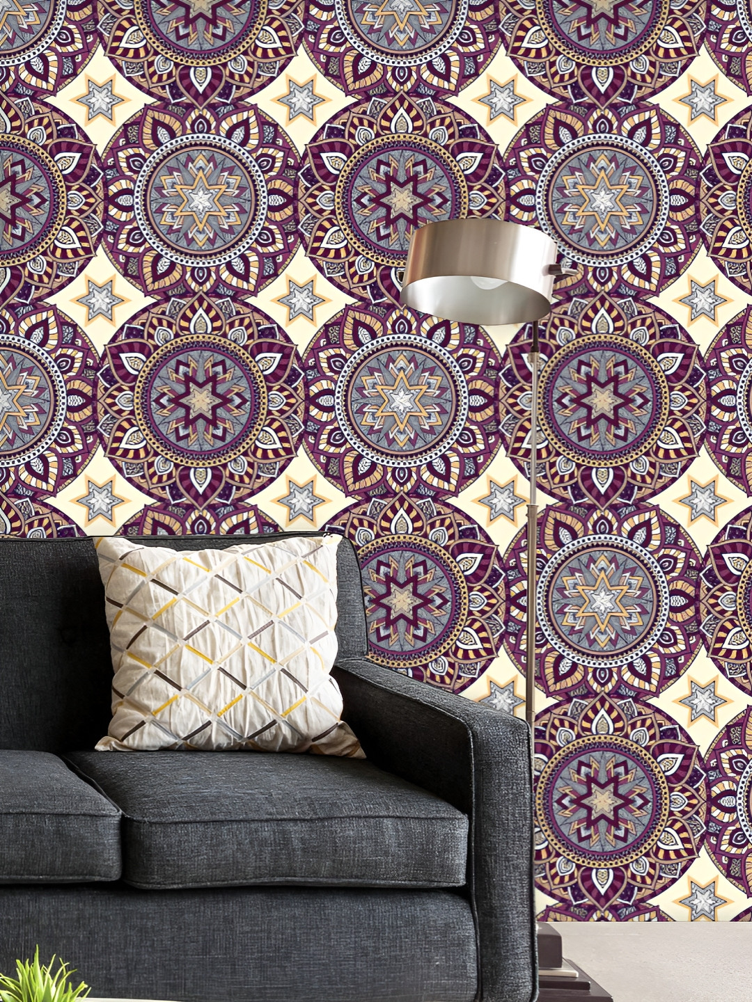 

ArtzFolio Printed UV-Resistant Anti-Bacterial Vintage Ethnic Style Peel & Stick Wallpaper, Multi