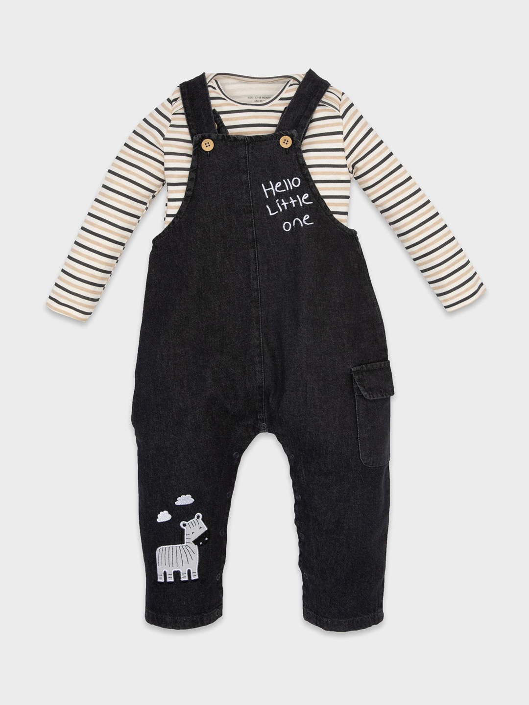 

DeFacto Boys Pure cotton Dungarees with T-Shirt, Black