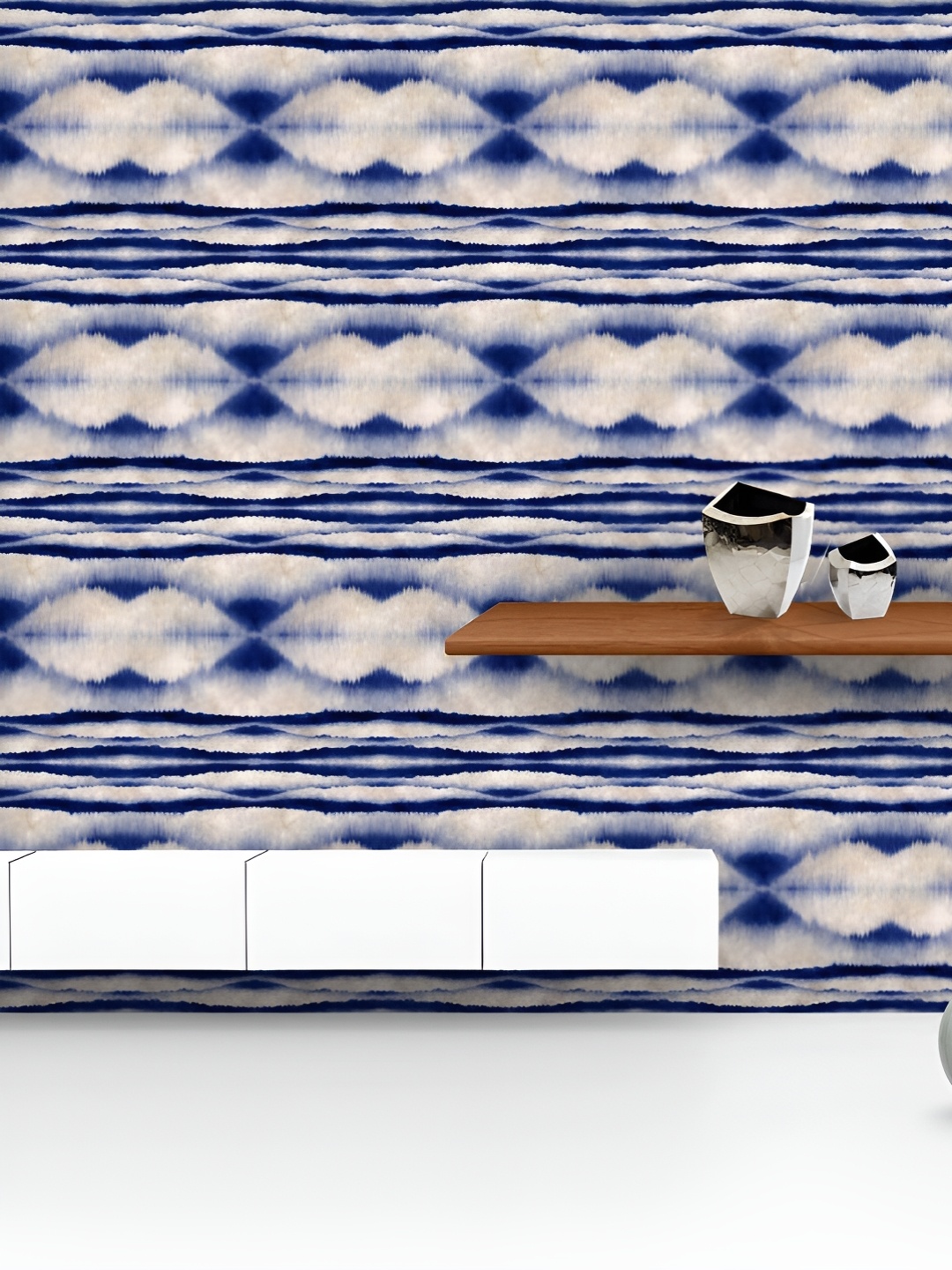 

ArtzFolio Printed UV-Resistant Anti-Bacterial Indigo Shibori Peel & Stick Wallpaper, Multi