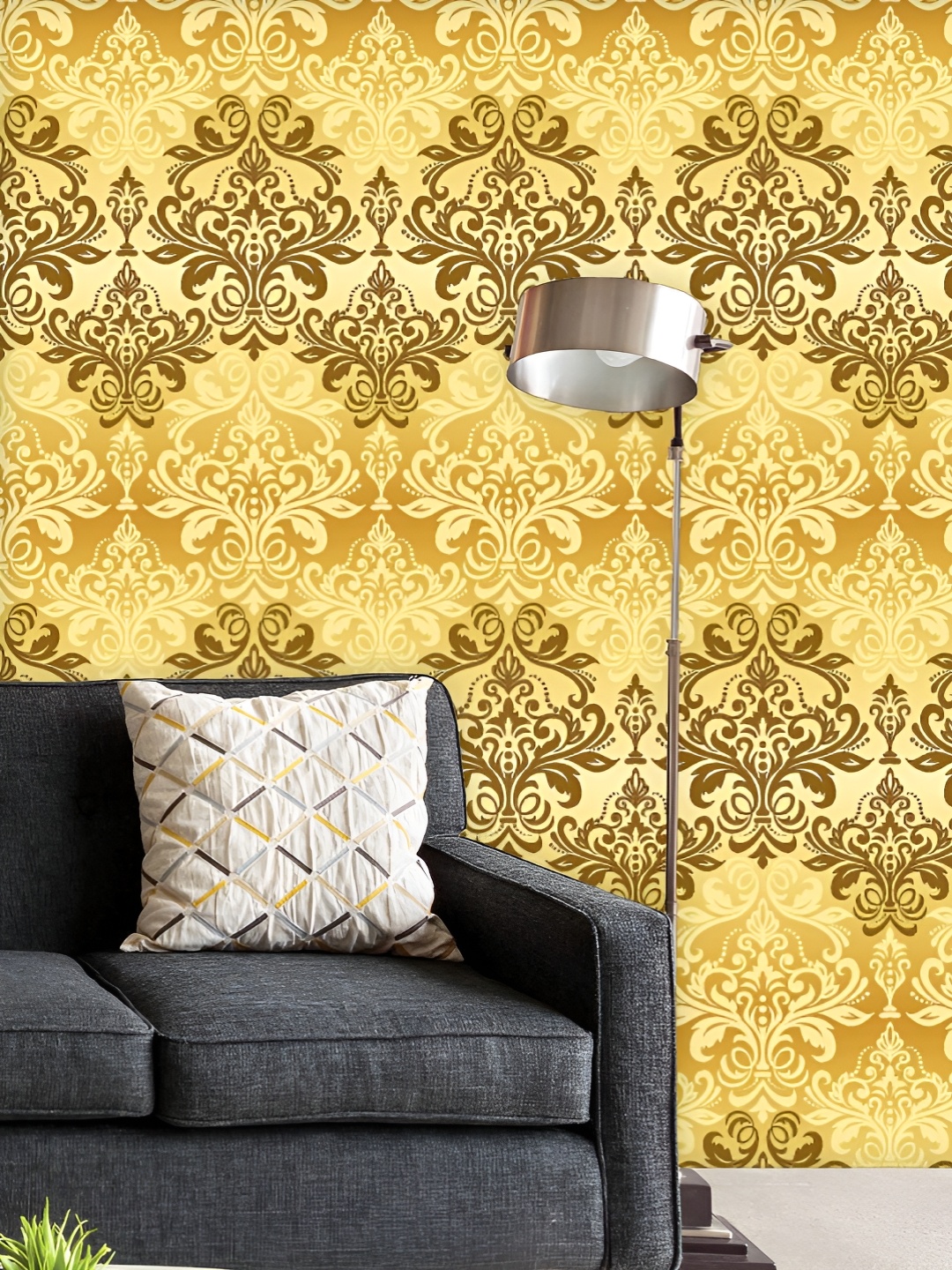 

ArtzFolio Printed UV-Resistant Anti-Bacterial Damask Pattern Peel & Stick Wallpaper, Multi