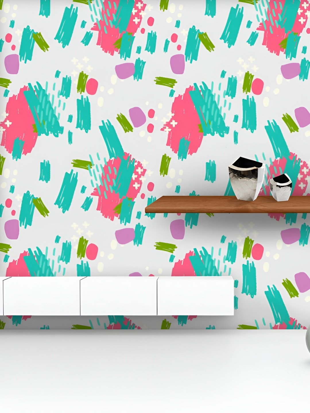 

ArtzFolio Printed UV-Resistant Anti-Bacterial Hipster Brush Strokes Peel & Stick Wallpaper, Multi