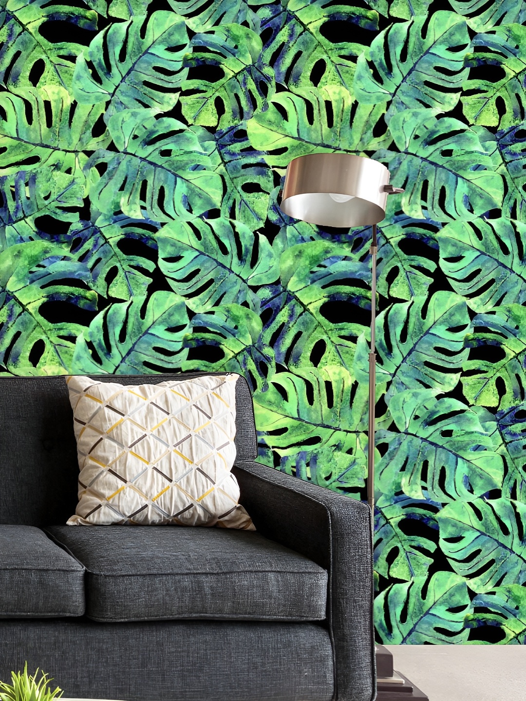 

ArtzFolio Printed UV-Resistant Anti-Bacterial Watercolor Monstera Exotic Leaves Peel & Stick Wallpaper, Multi