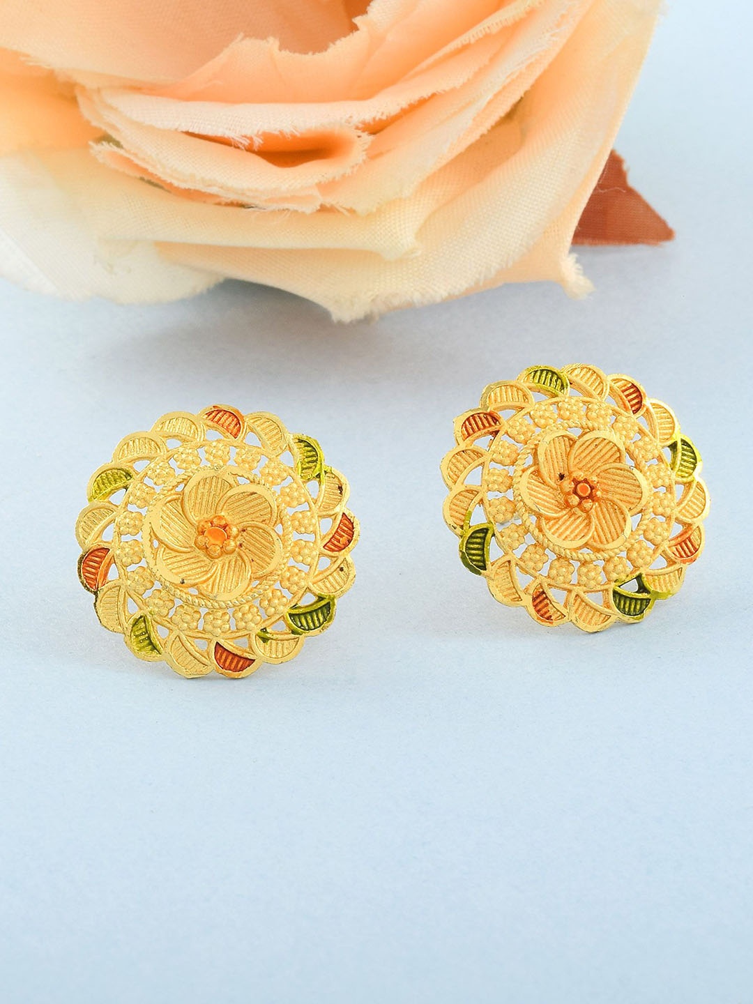 

MEMOIR Gold Plated Contemporary Meenakari Stud Earrings