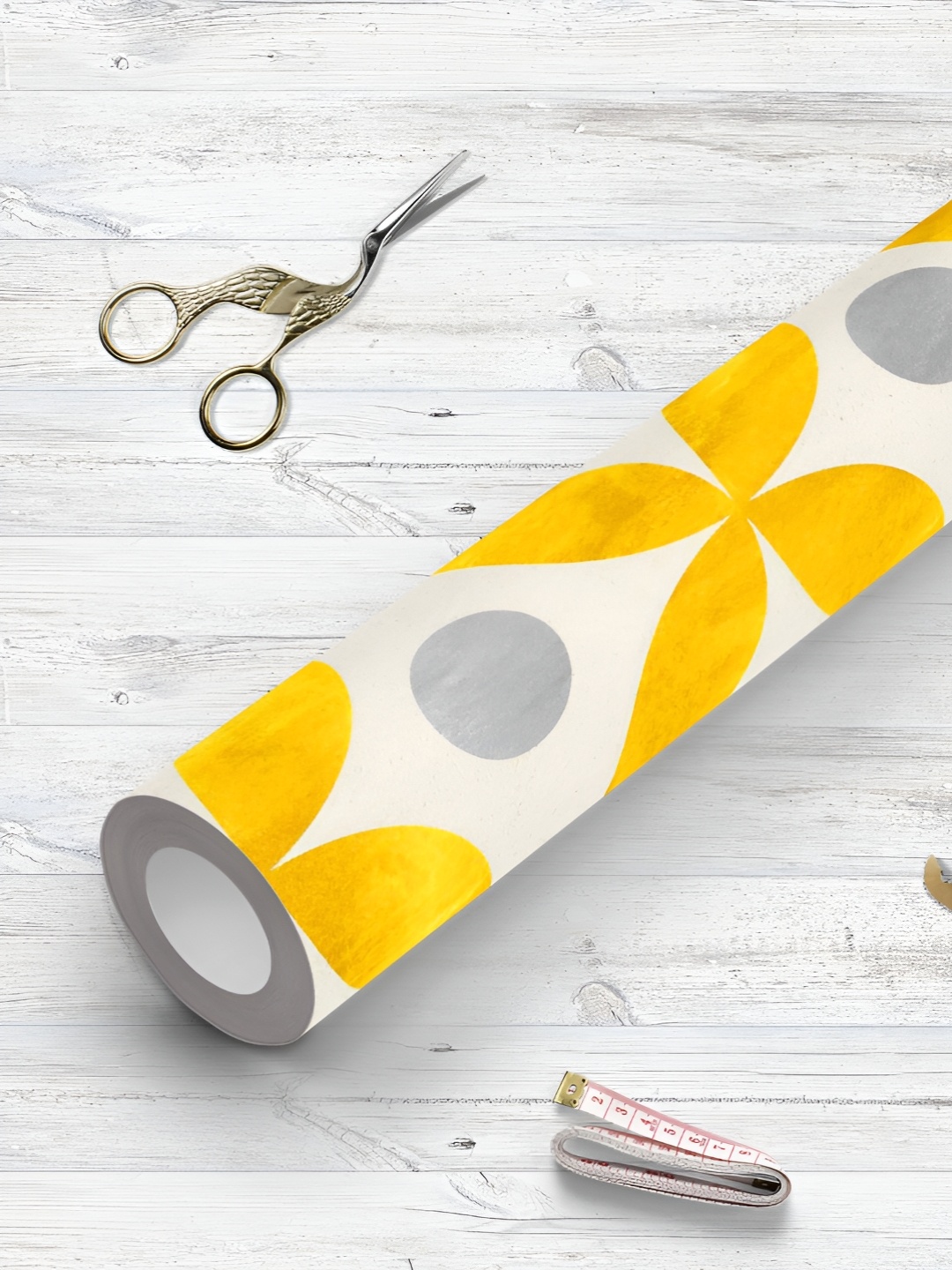 

ArtzFolio White & Yellow Printed UV Resistant Wallpaper