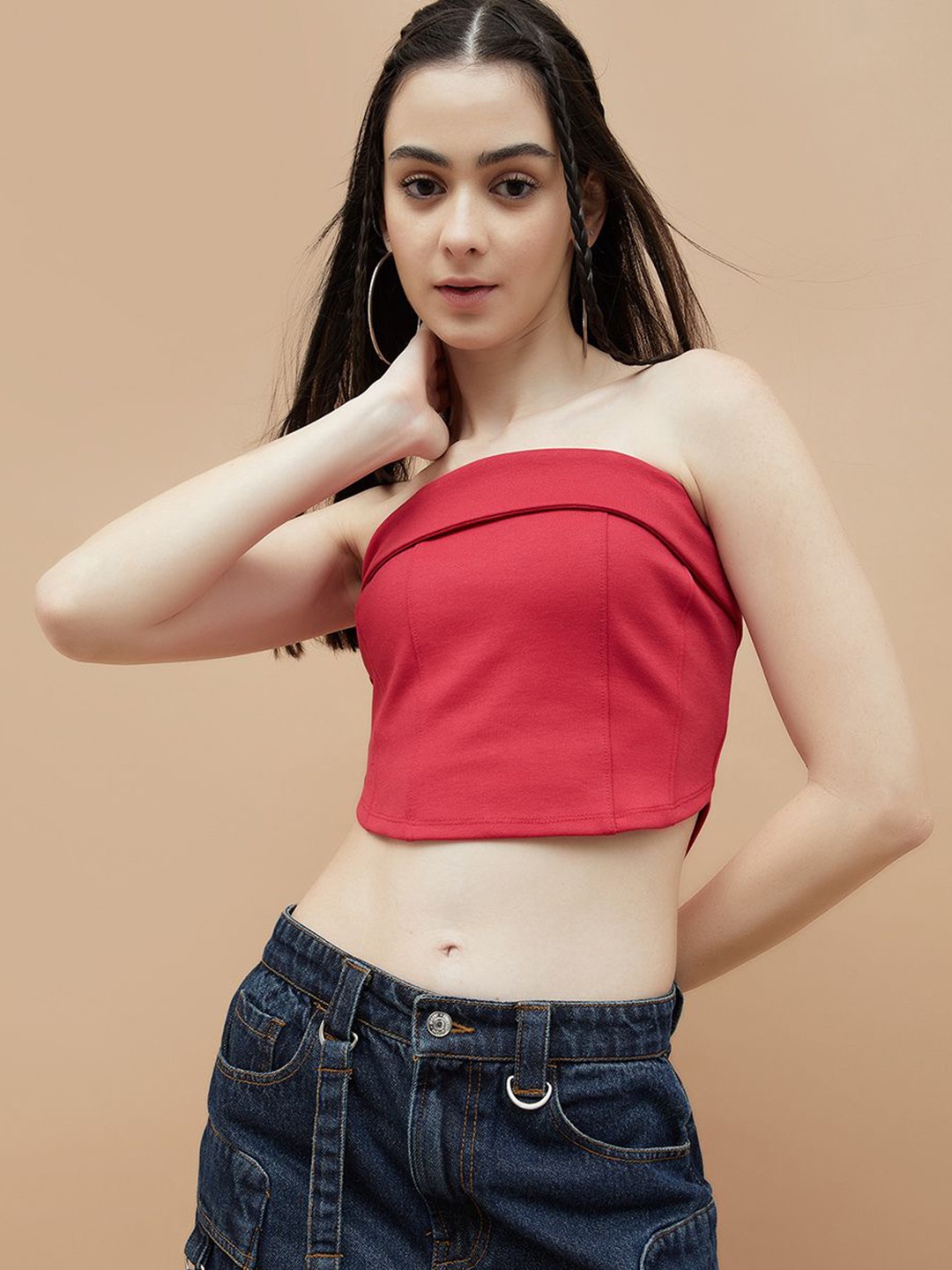

Ginger by Lifestyle Women Extended Sleeves Pockets T-shirt, Red