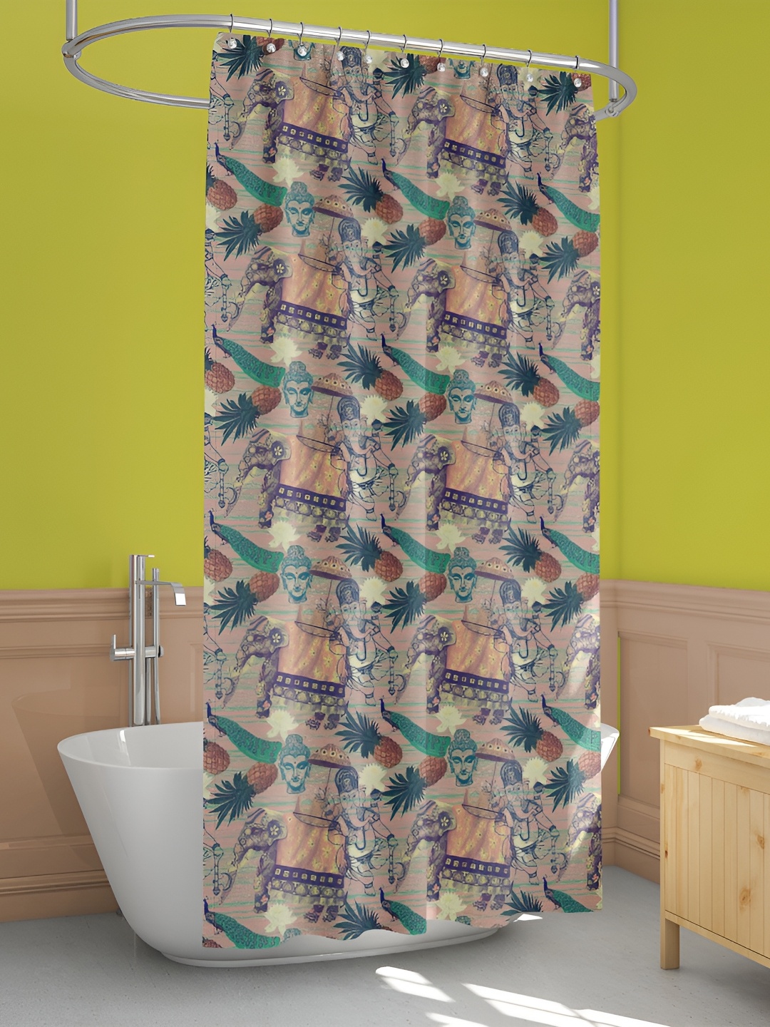 

ArtzFolio Green & Brown Printed Waterproof Shower Curtains