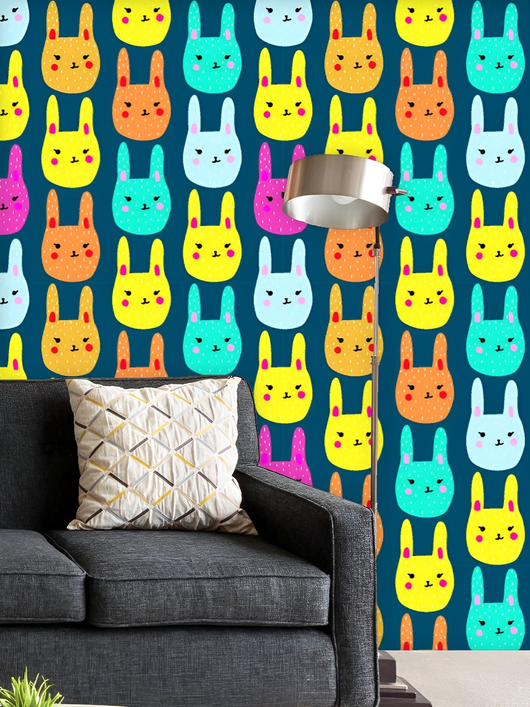 

ArtzFolio Printed UV-Resistant Anti-Bacterial Rabbit Muzzles Peel & Stick Wallpaper, Multi