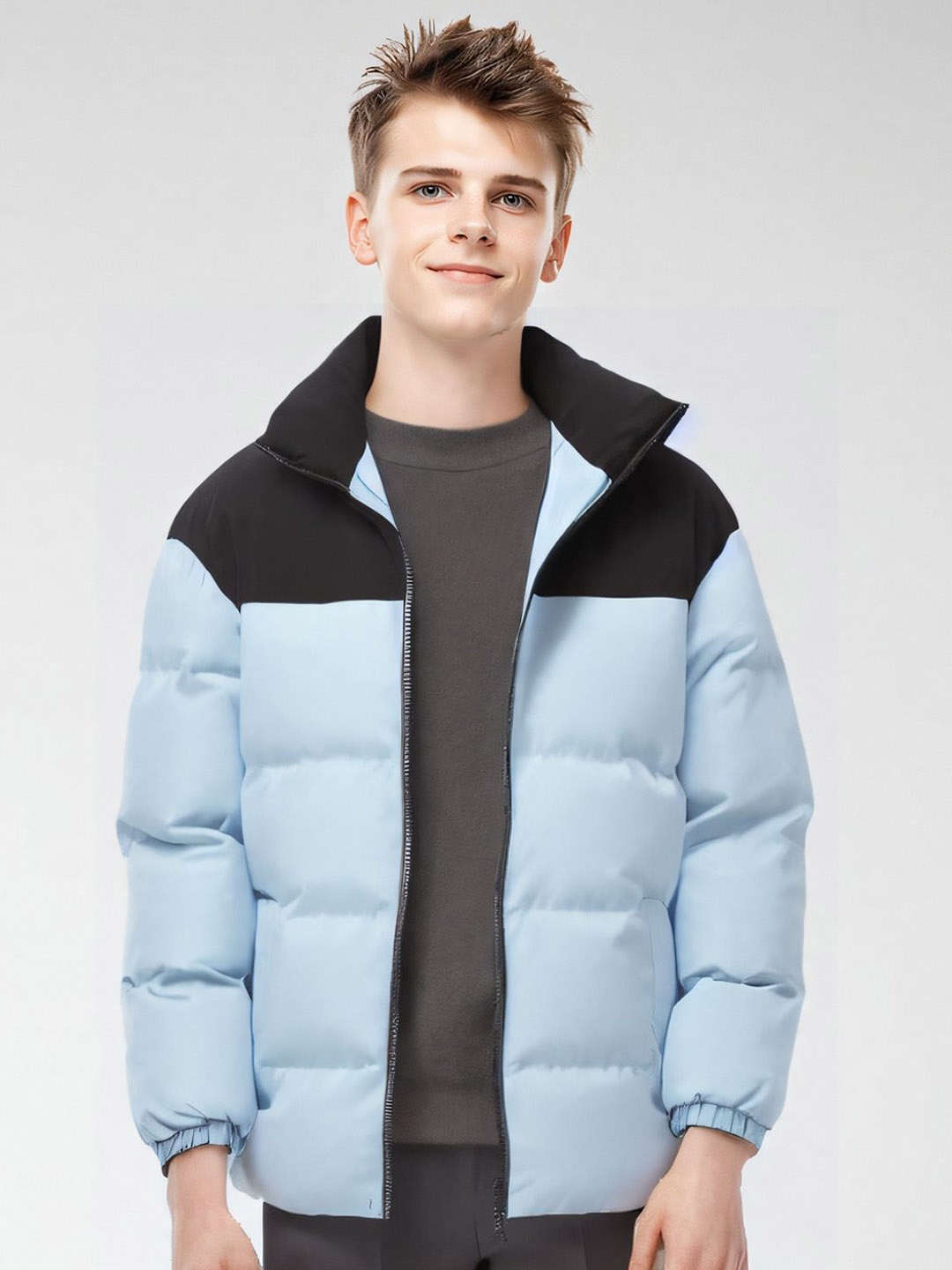

StyleCast x Revolte Men Colourblocked Padded Jacket, Blue