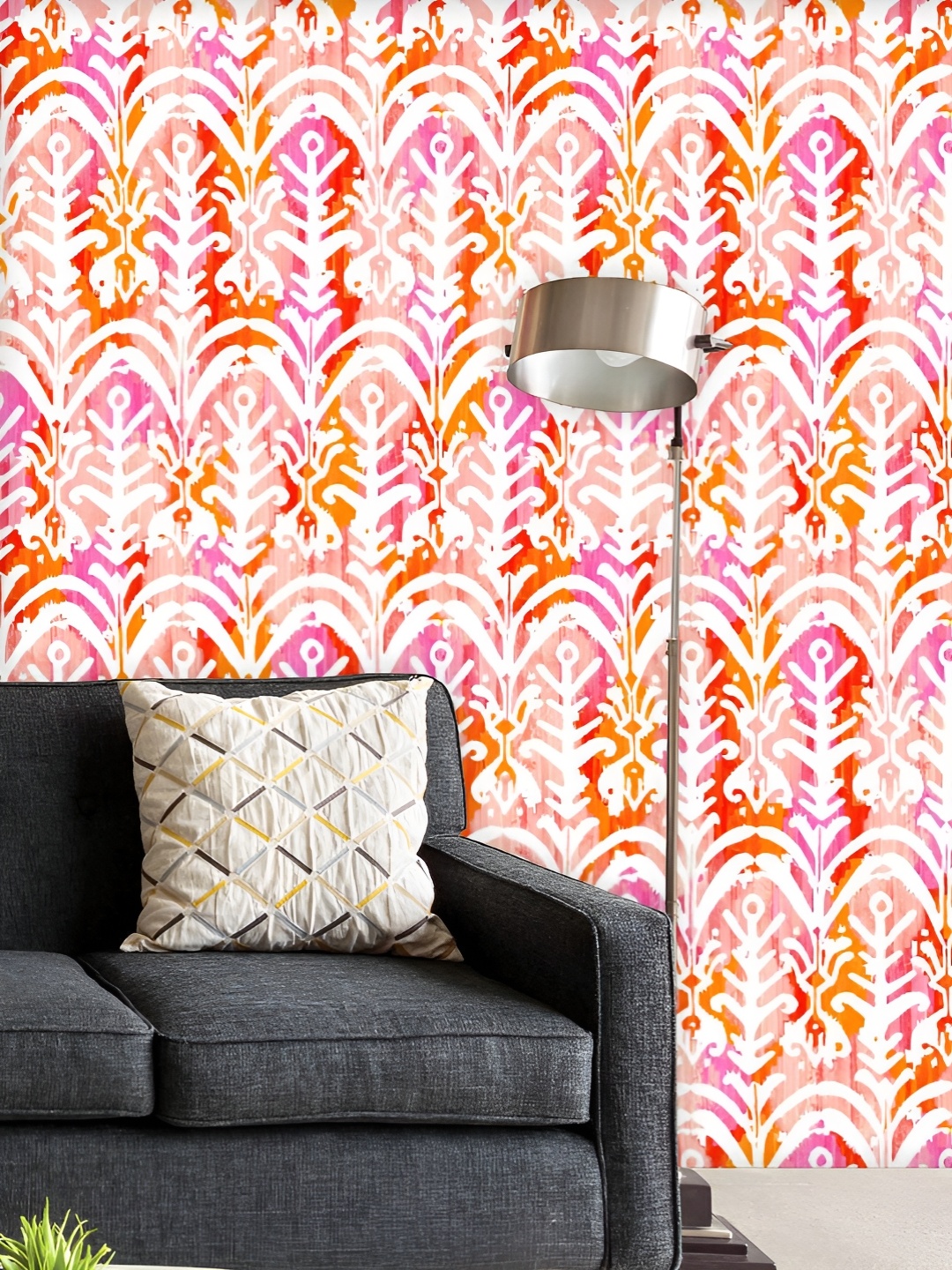

ArtzFolio Printed UV-Resistant Anti-Bacterial Watercolor Floral Ikat Pattern Peel & Stick Wallpaper, Multi