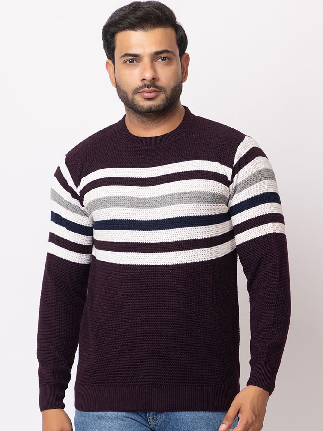 

LO G LO Men Striped Long Sleeves Pullover Sweaters, Black