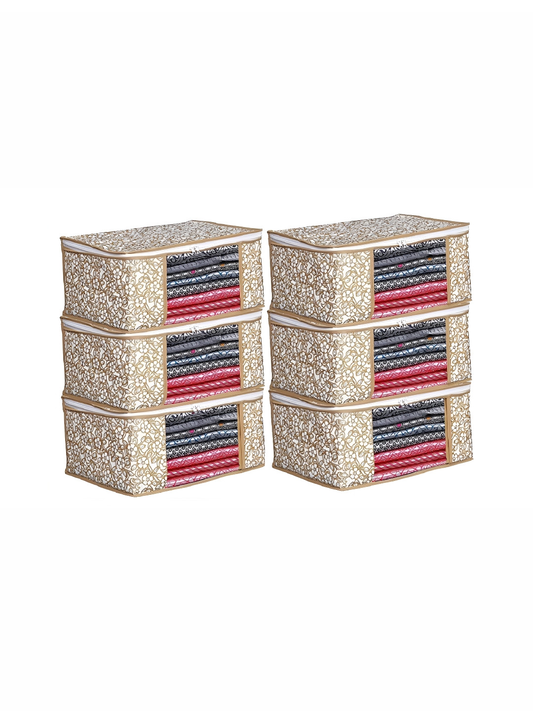 

Aura Beige 6 Pieces Geometric Printed Reusable Wardrobe Suit Organisers