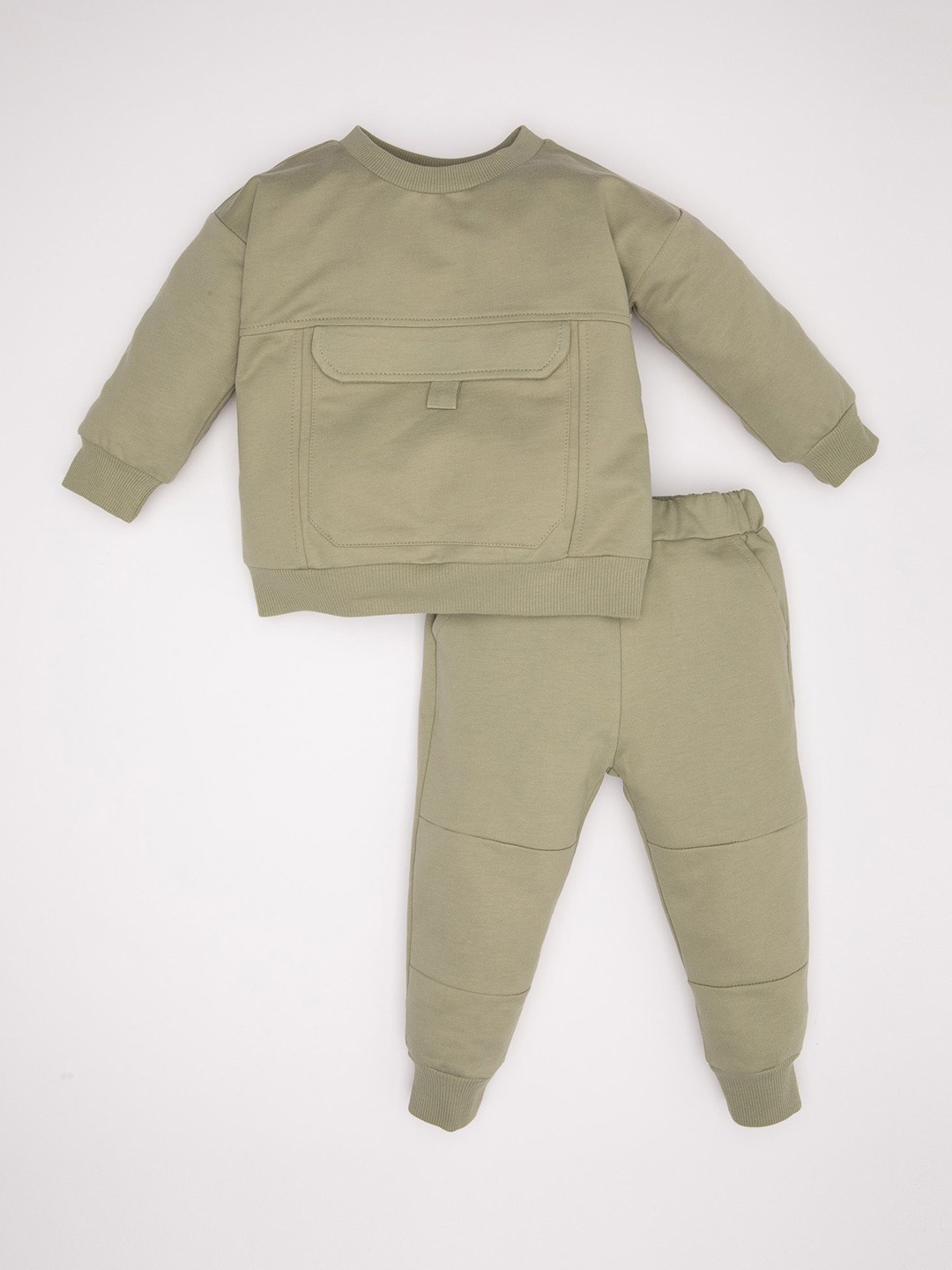 

DeFacto Boys Round Neck Long Sleeves Pure Cotton Sweatshirt With Jogger, Green