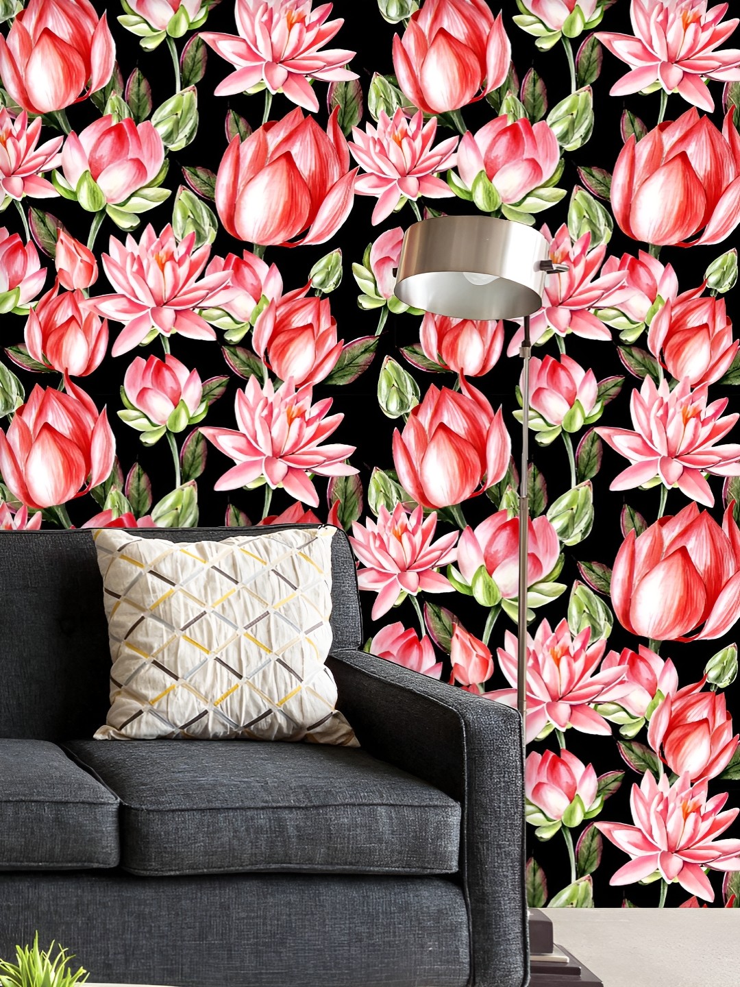 

ArtzFolio Printed UV-Resistant Anti-Bacterial Watercolor Lotus Peel & Stick Wallpaper, Multi