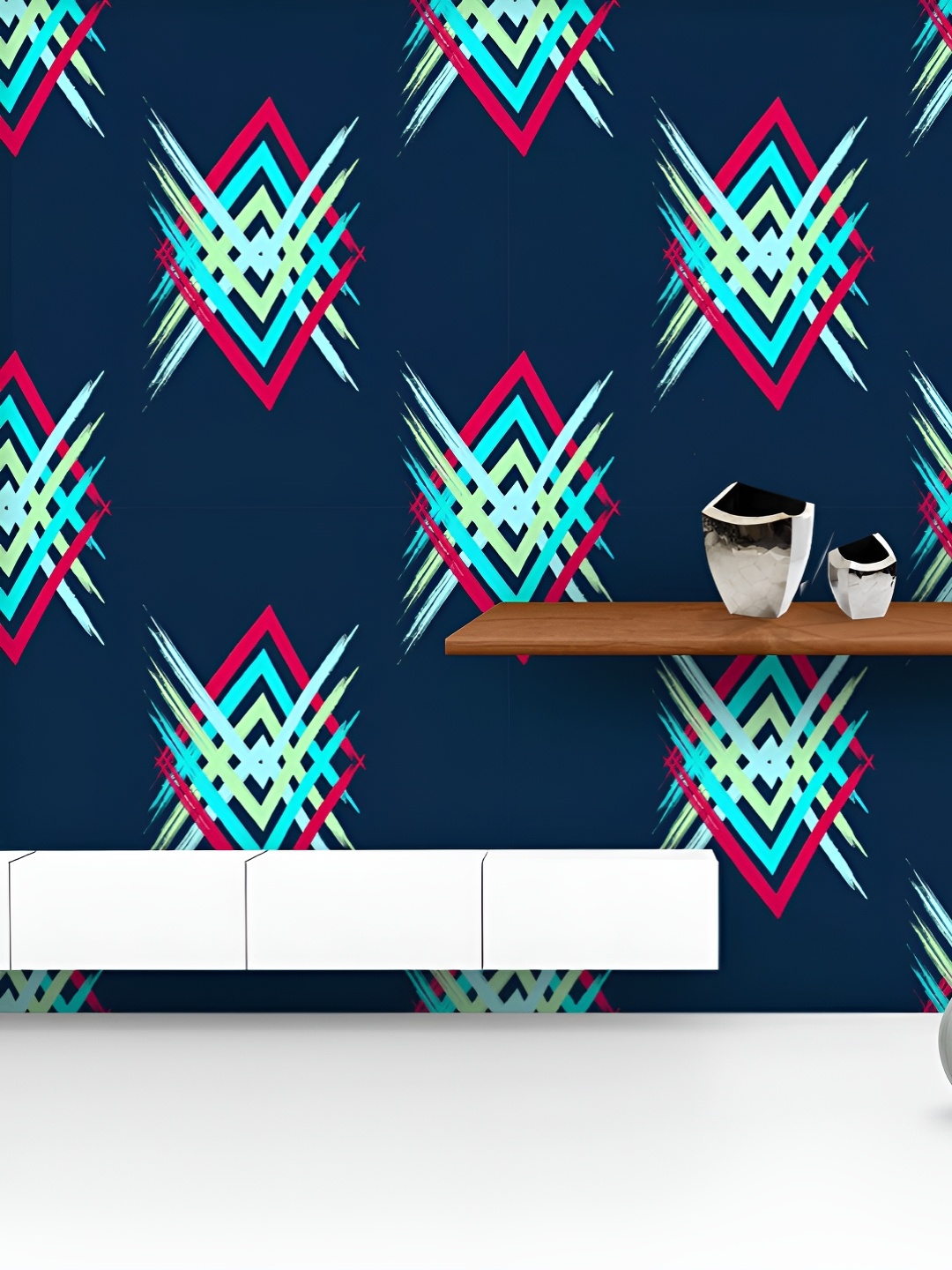 

ArtzFolio Printed UV-Resistant Anti-Bacterial Abstract Boho Chevron Peel & Stick Wallpaper, Multi