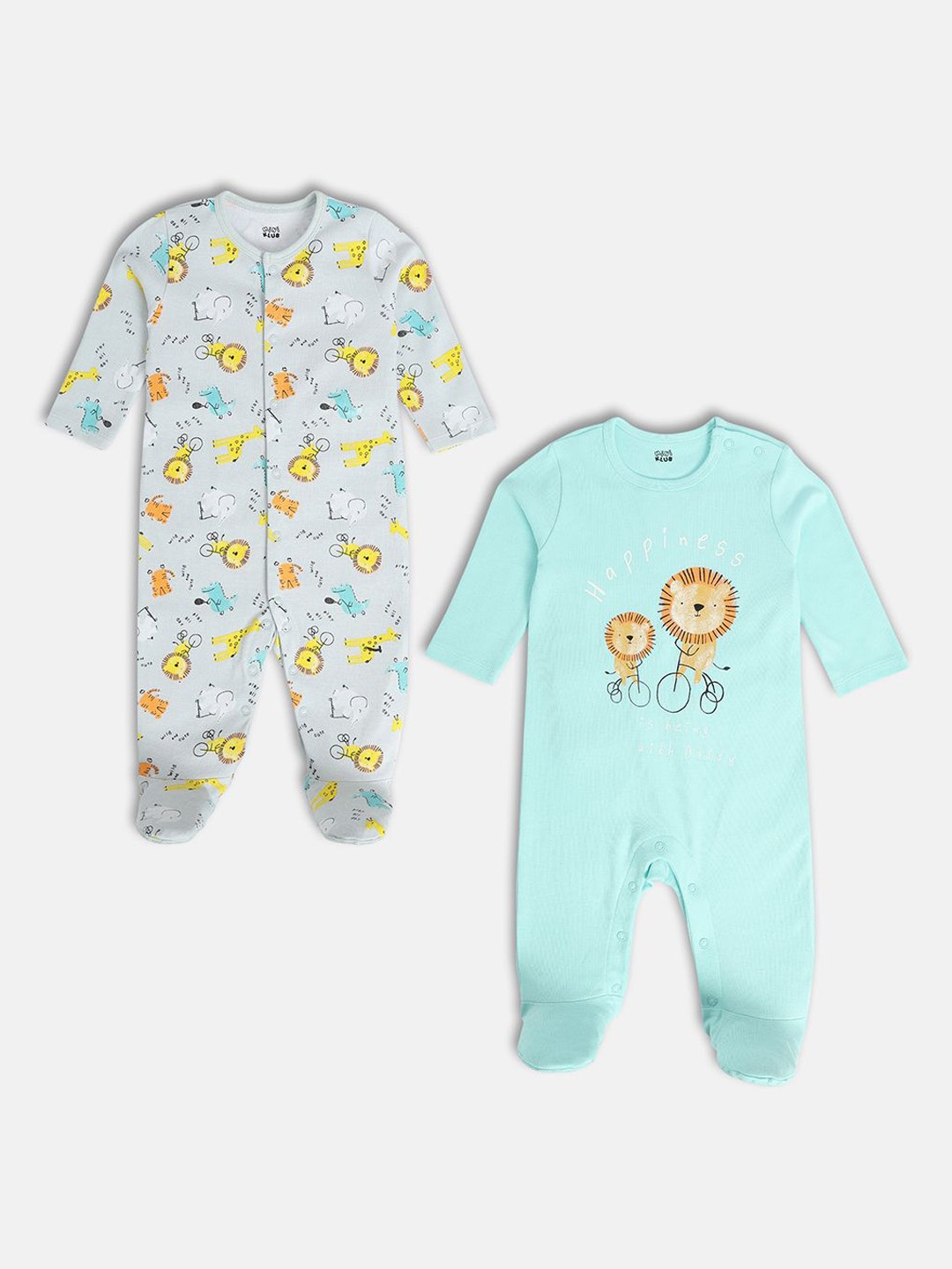 

MINI KLUB Boys Pack of 2 Printed Sleepsuit, Blue