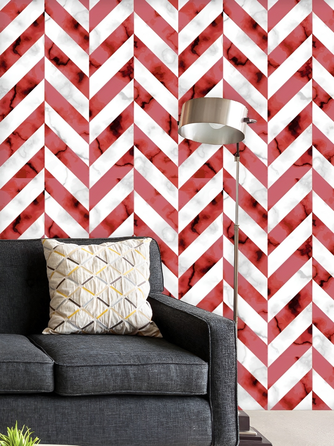 

ArtzFolio Printed UV-Resistant Anti-Bacterial Herringbone Diagonal Style Peel & Stick Wallpaper, Multi